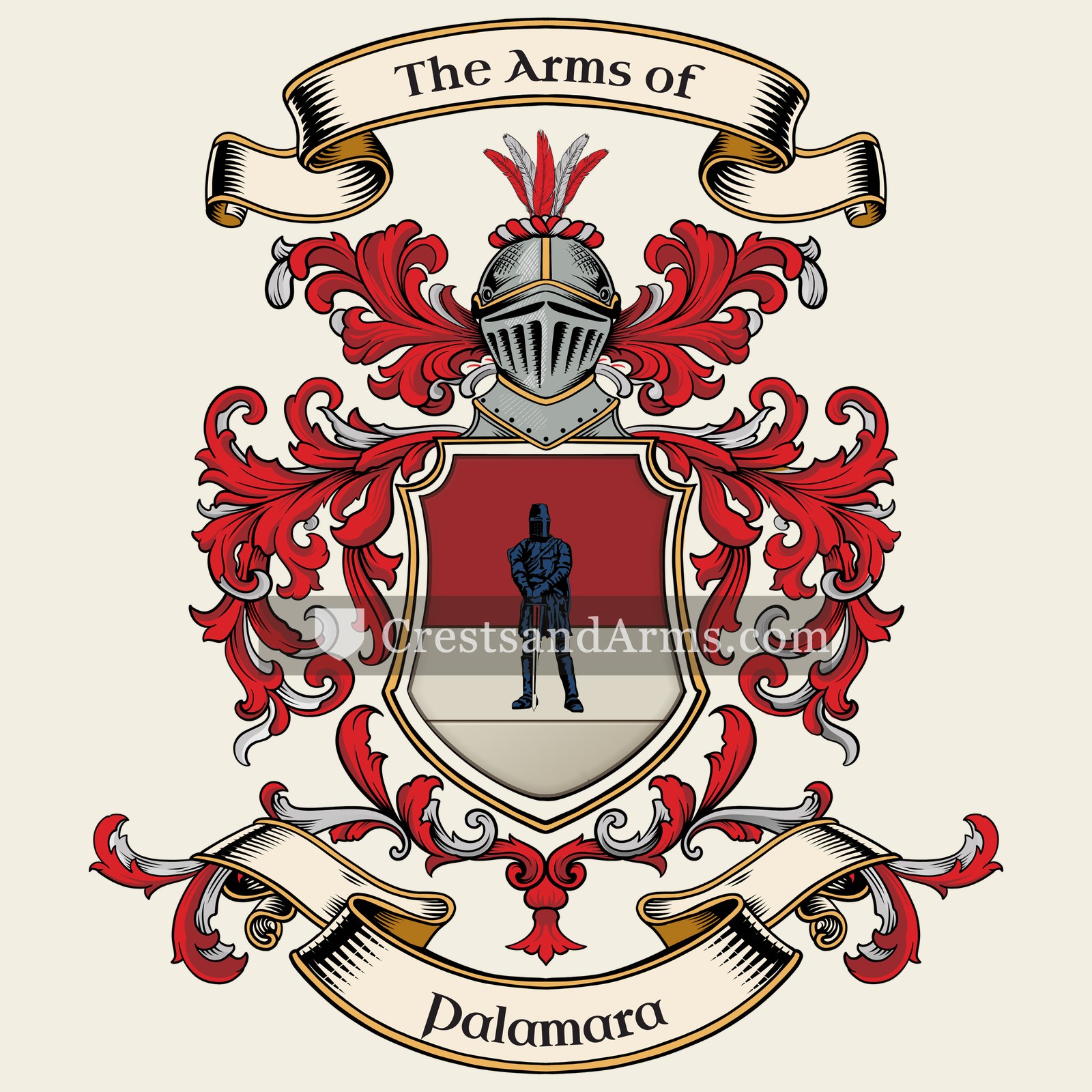 The Palamara coat of arms, drawn from the recorded blazon