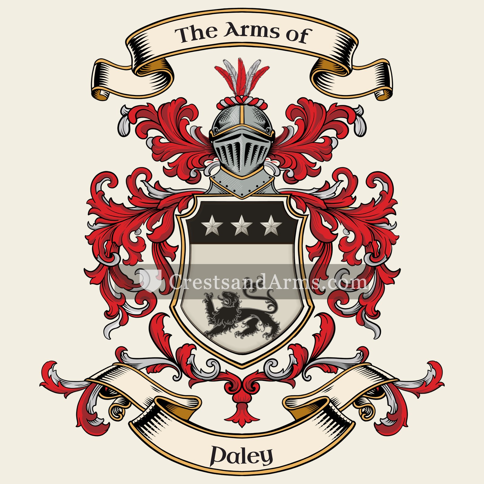 The Paley coat of arms, drawn from the recorded blazon