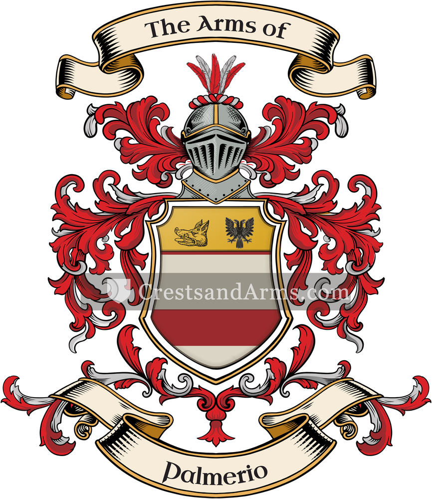 The Palmerio coat of arms, drawn from the recorded blazon
