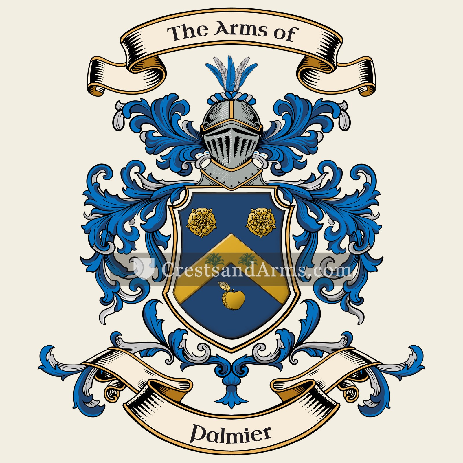 The Palmier coat of arms, drawn from the recorded blazon
