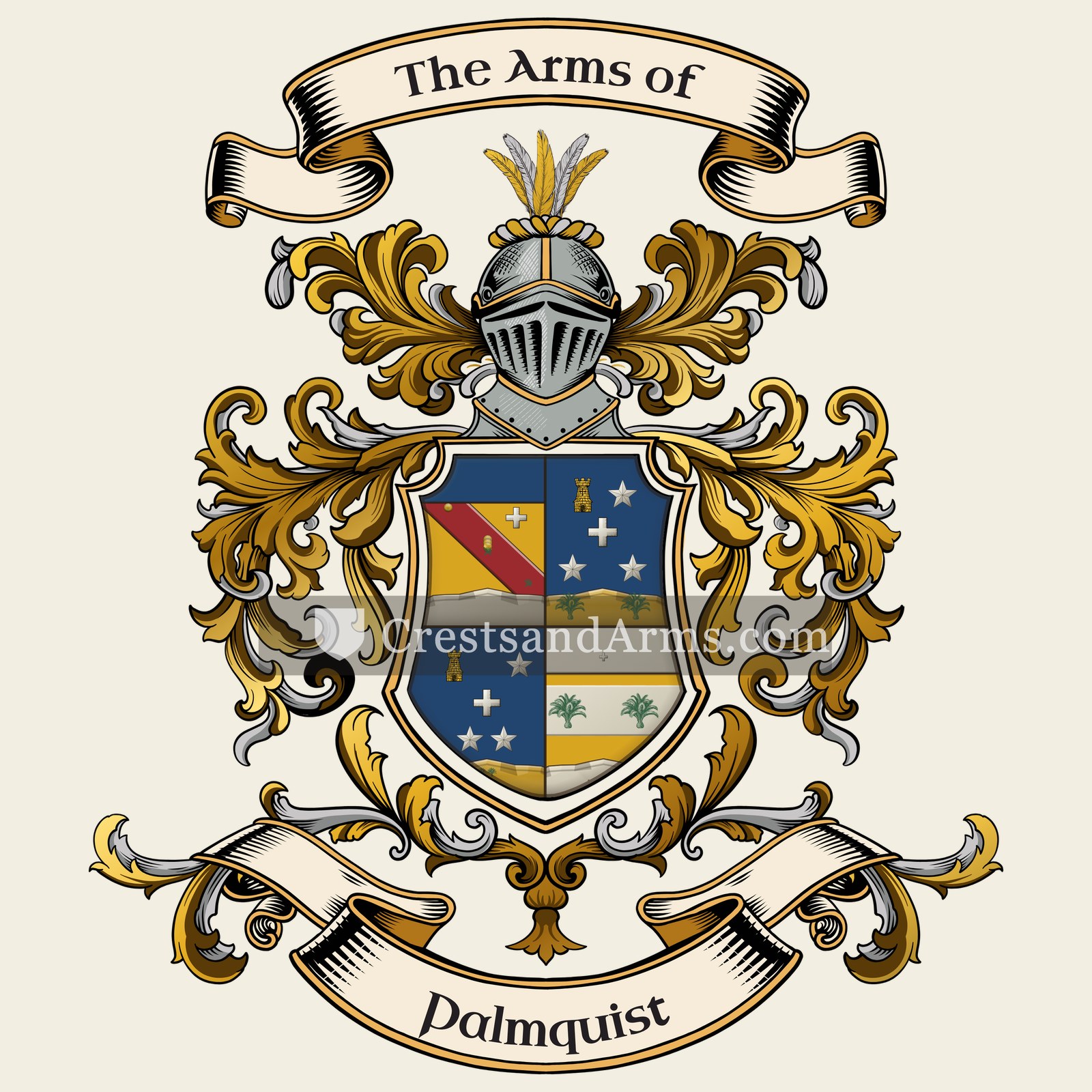 The Palmquist coat of arms, drawn from the recorded blazon