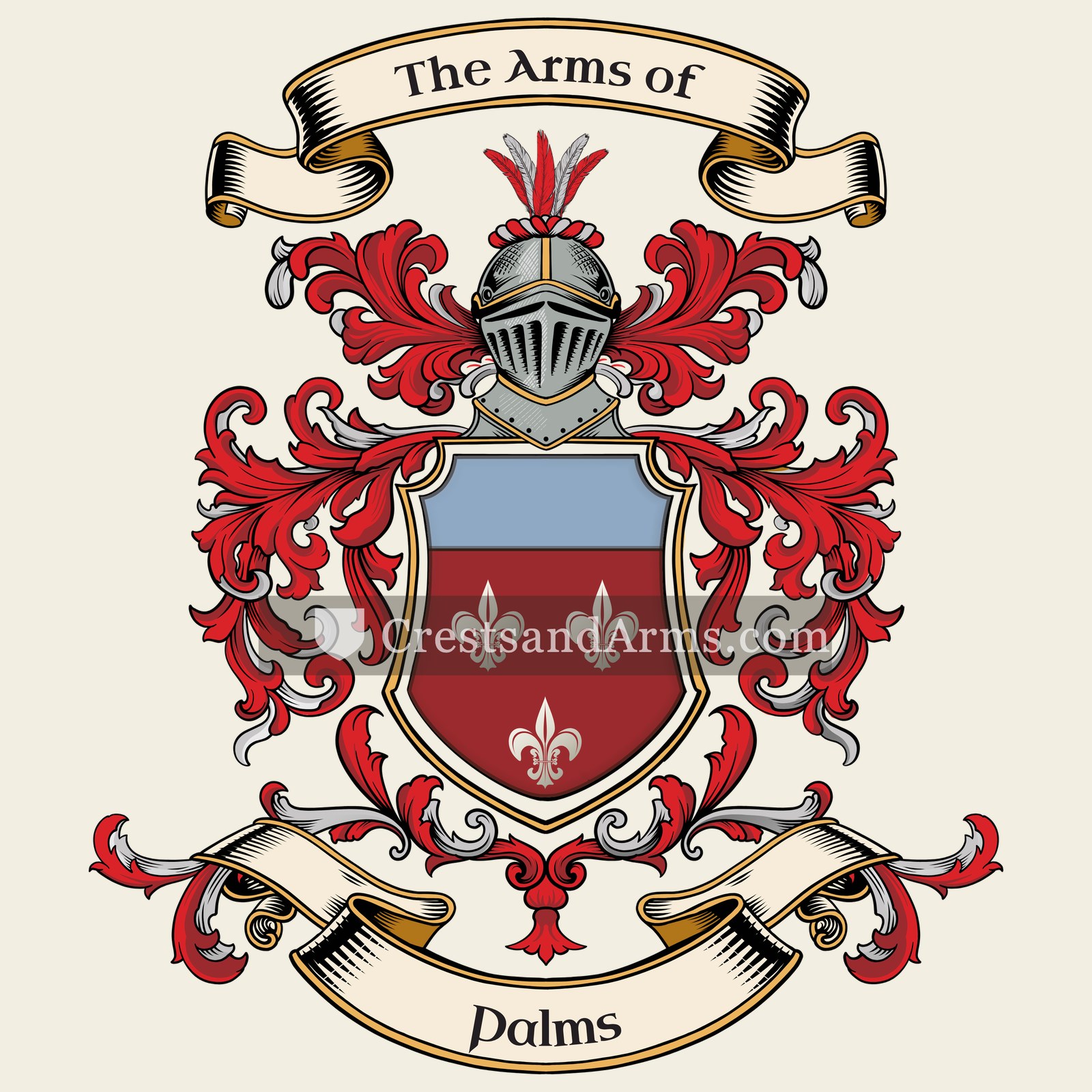 The Palms coat of arms, drawn from the recorded blazon