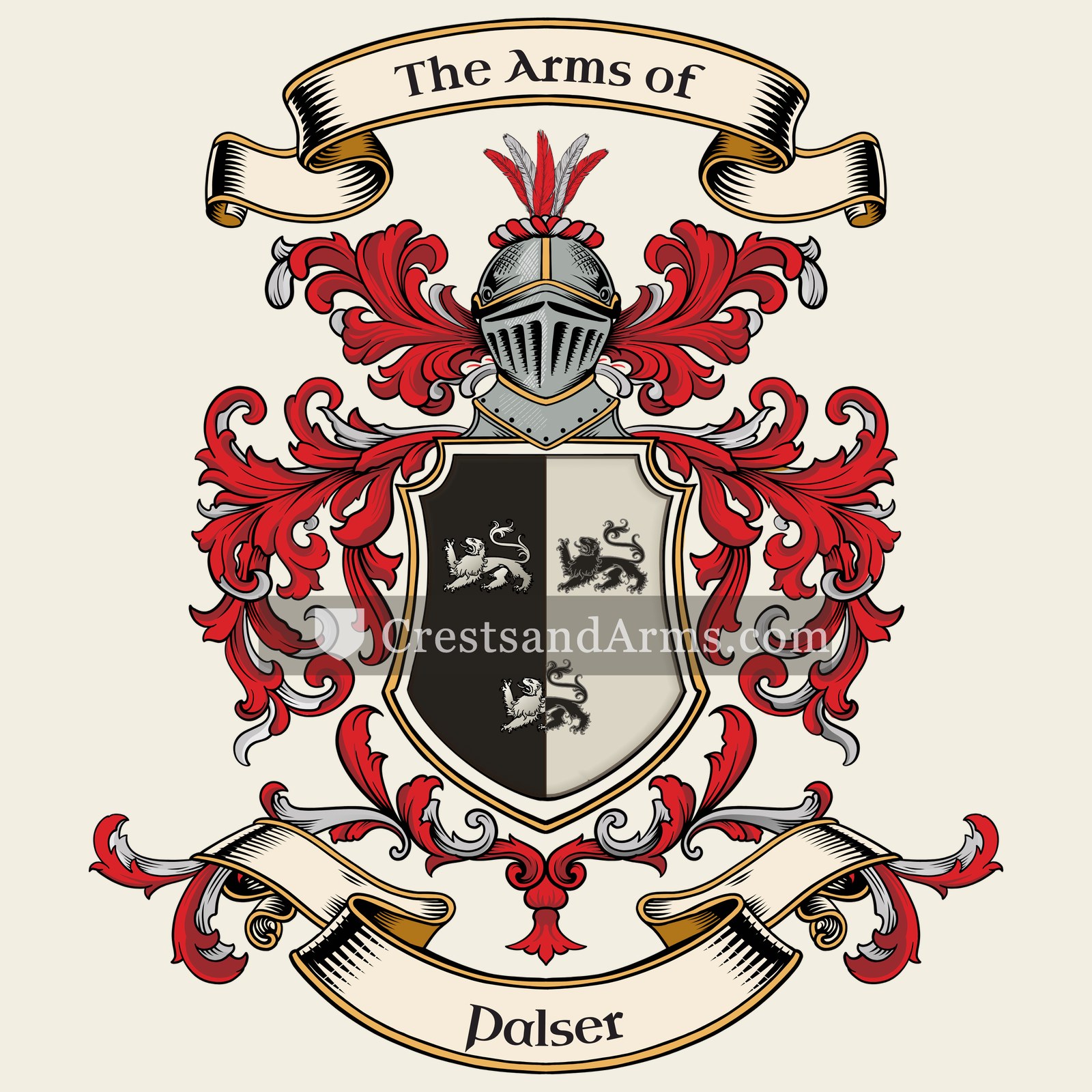The Palser coat of arms, drawn from the recorded blazon