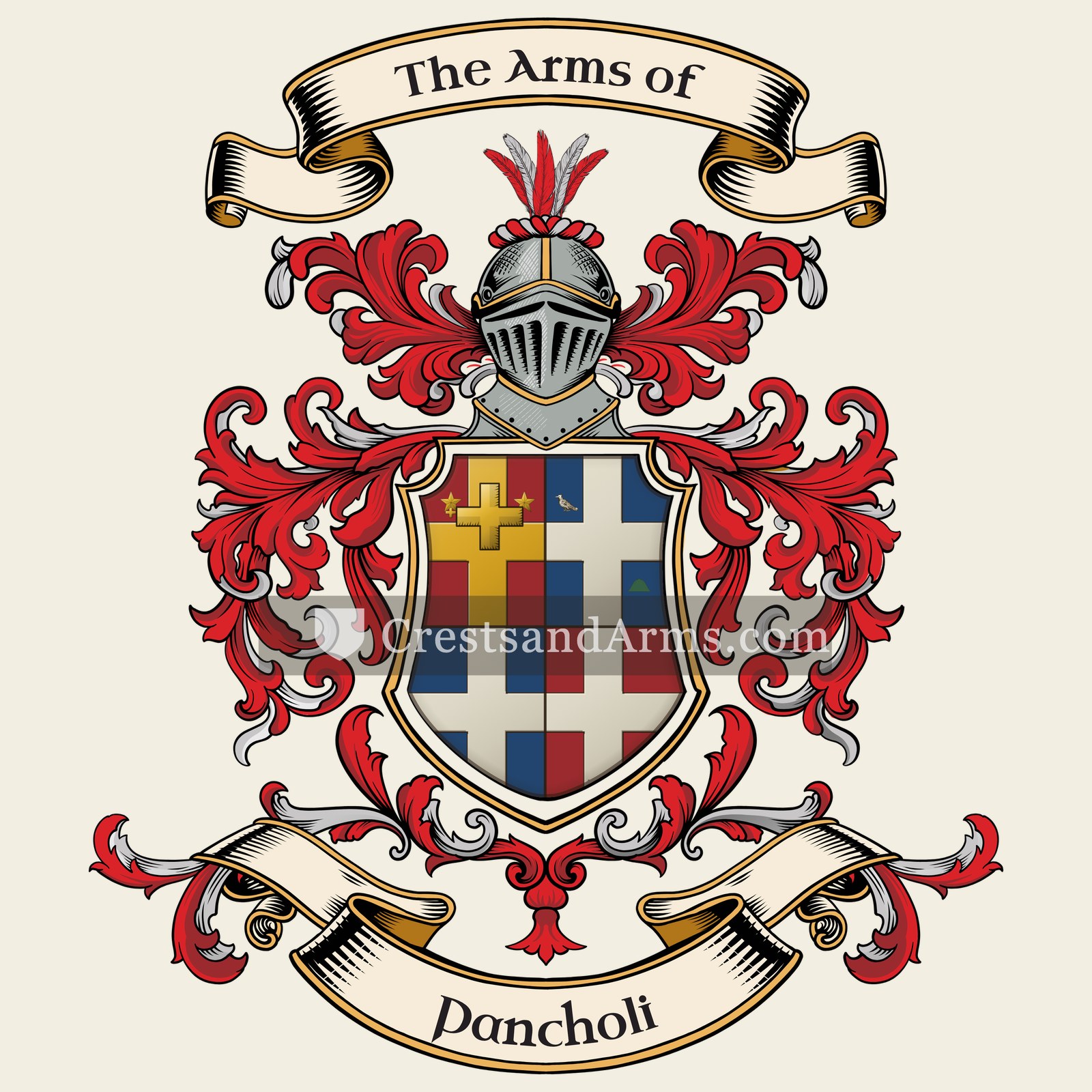 The Pancholi coat of arms, drawn from the recorded blazon