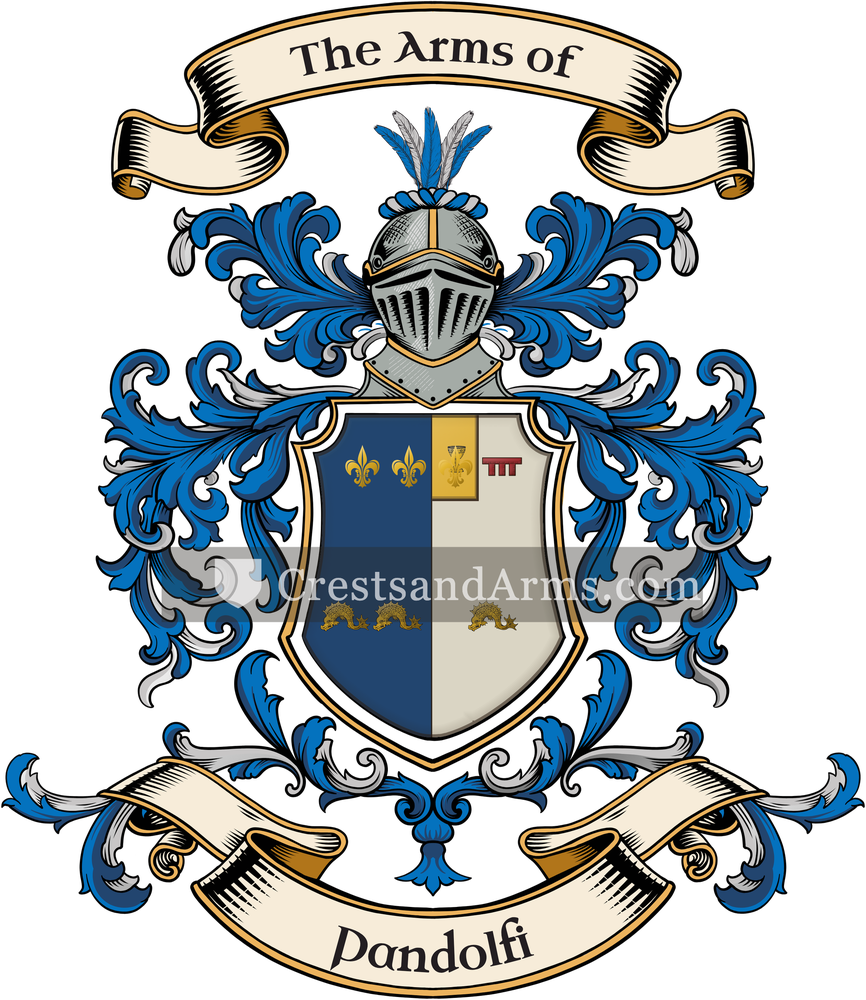 The Pandolfi coat of arms, drawn from the recorded blazon