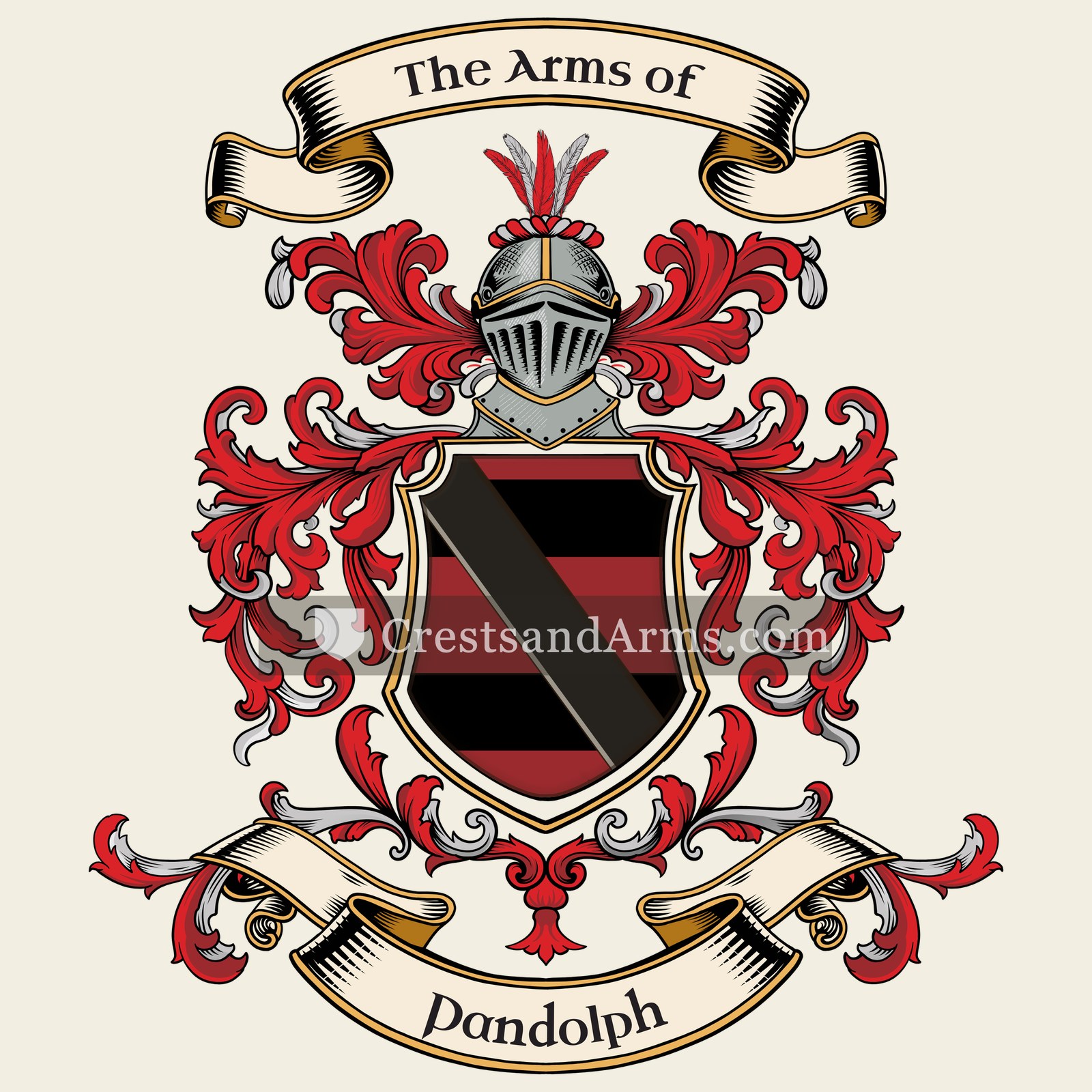 The Pandolph coat of arms, drawn from the recorded blazon