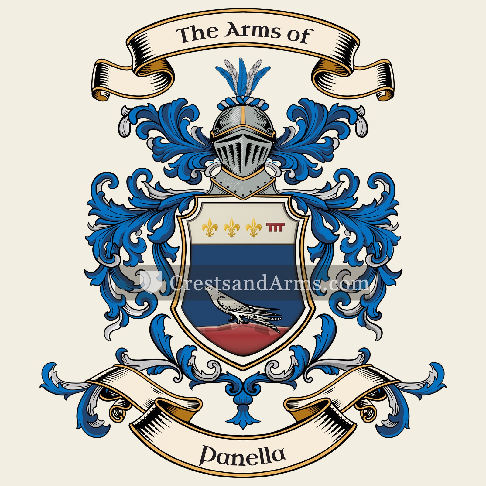 The Panella coat of arms, drawn from the recorded blazon