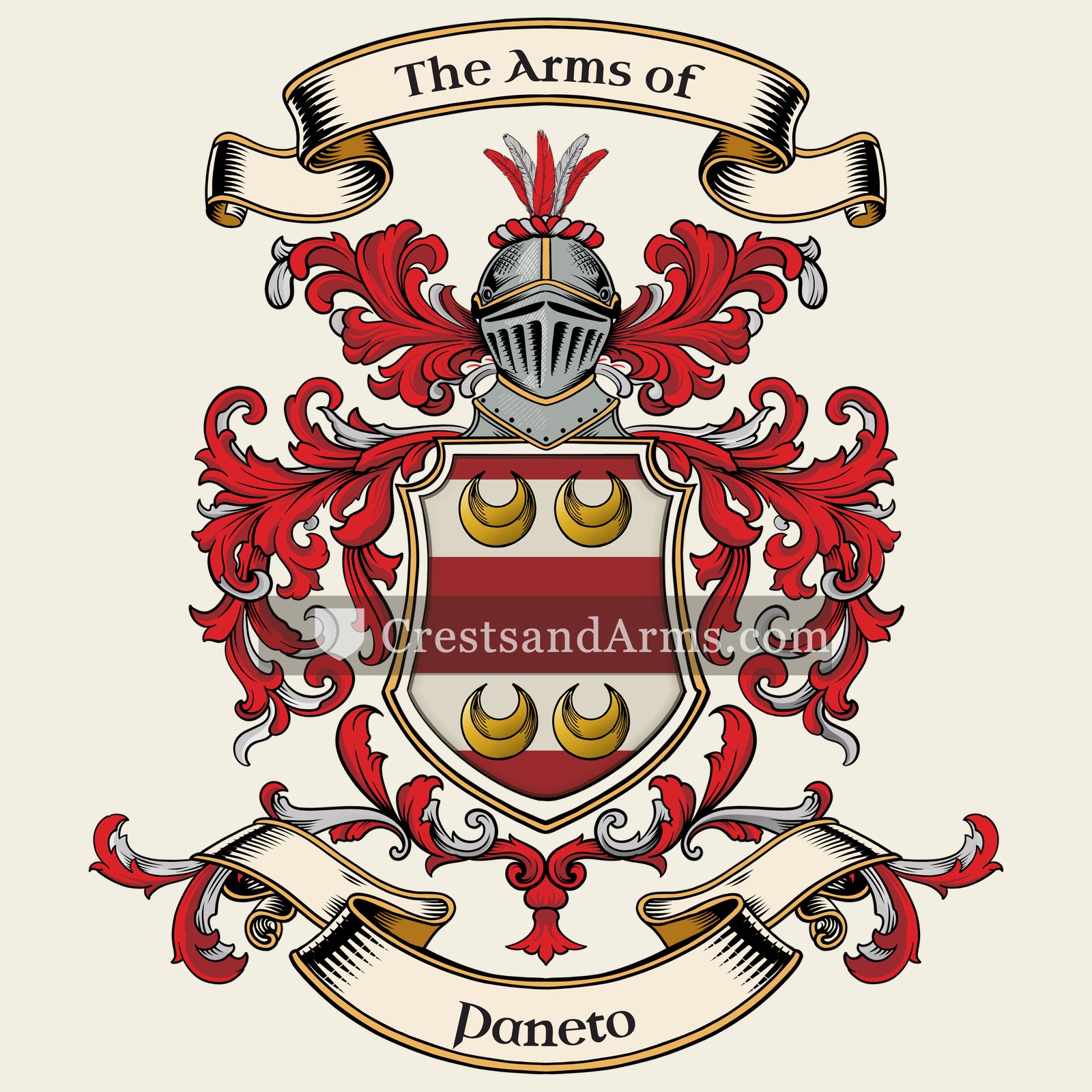 The Paneto coat of arms, drawn from the recorded blazon