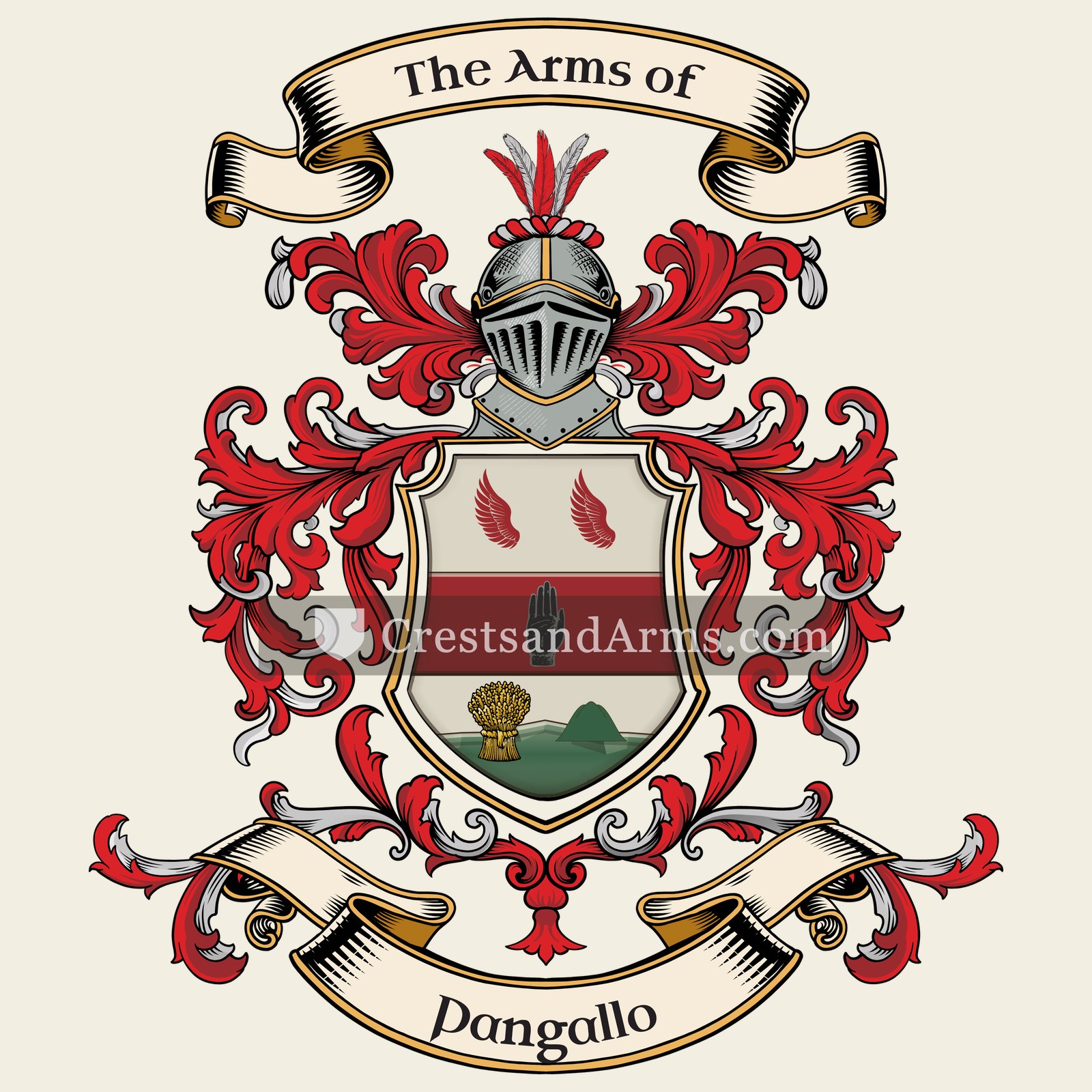 The Pangallo coat of arms, drawn from the recorded blazon