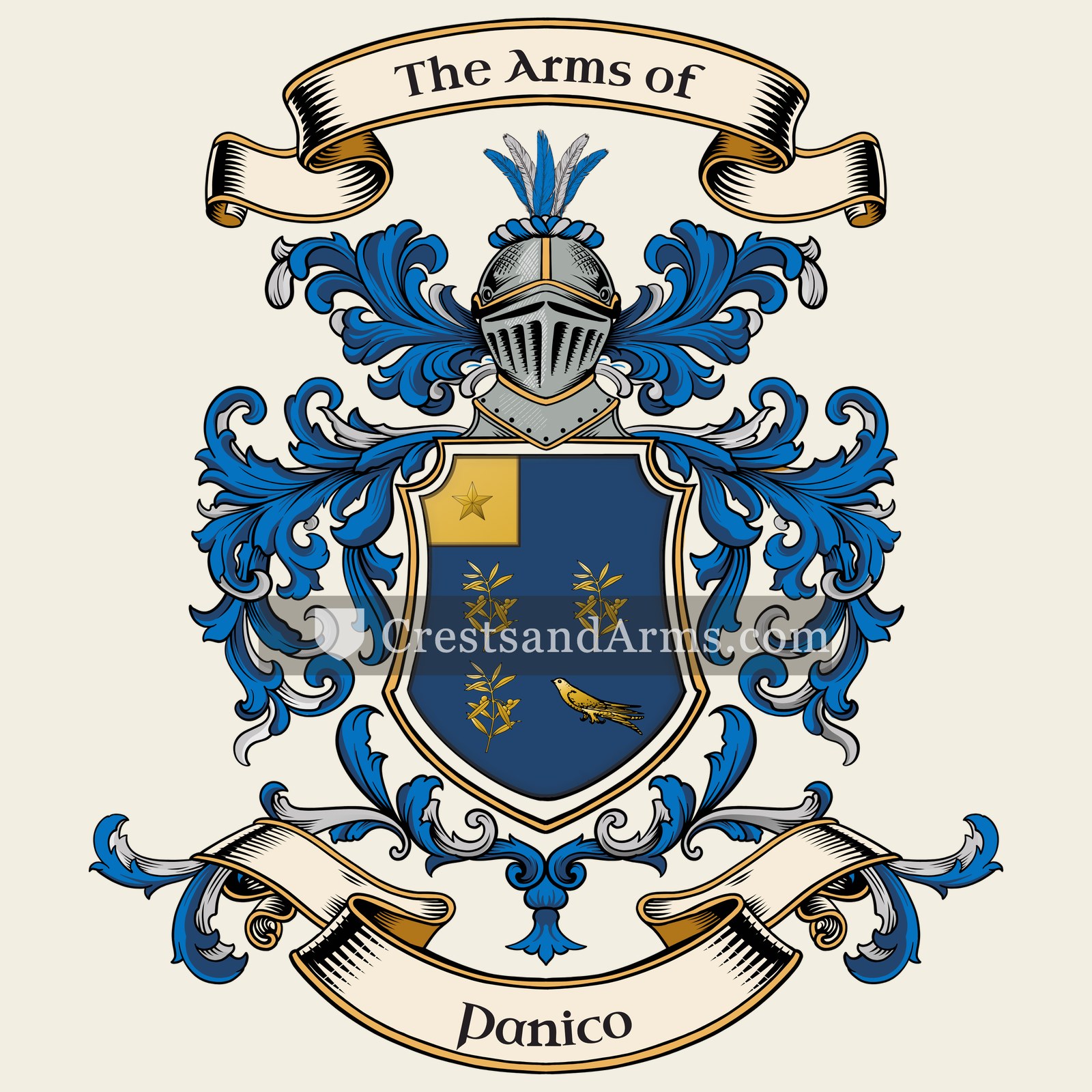 The Panico coat of arms, drawn from the recorded blazon