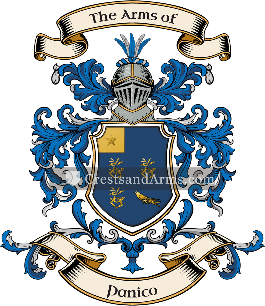 The Panico coat of arms, drawn from the recorded blazon