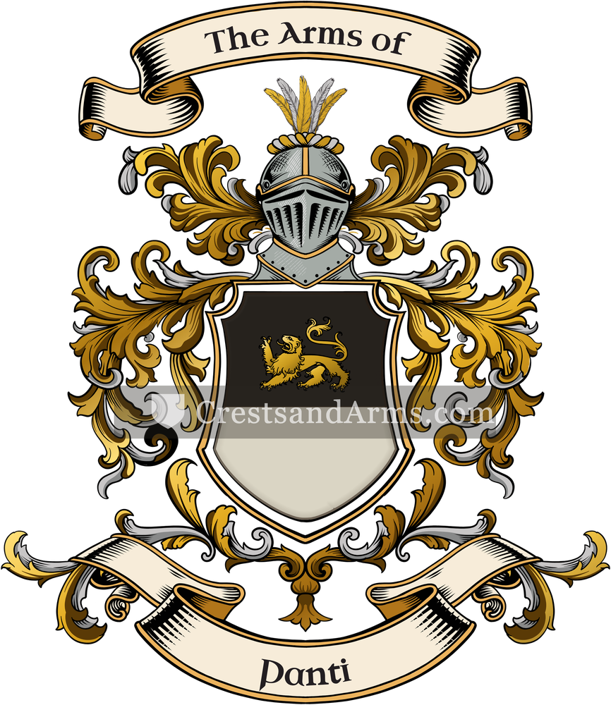 The Panti coat of arms, drawn from the recorded blazon