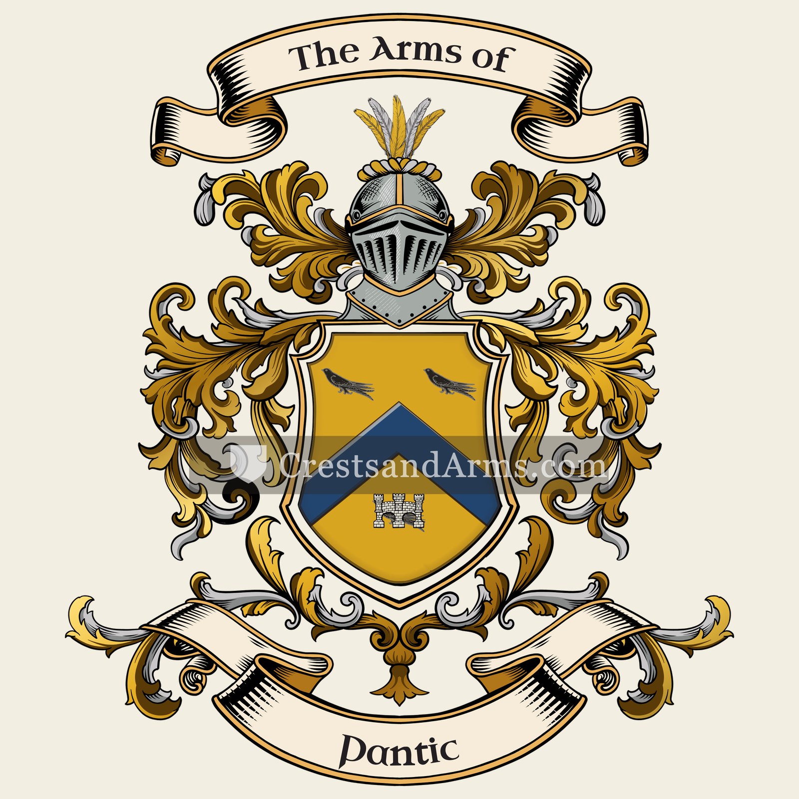 The Pantic coat of arms, drawn from the recorded blazon