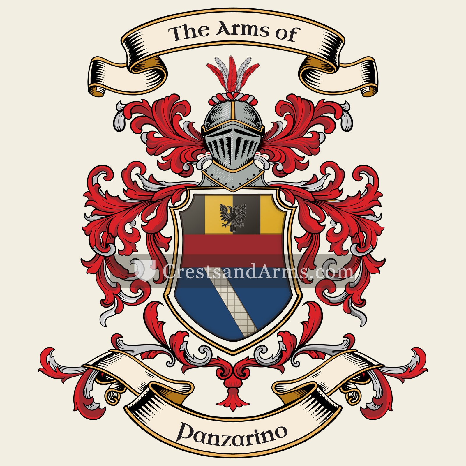 The Panzarino coat of arms, drawn from the recorded blazon