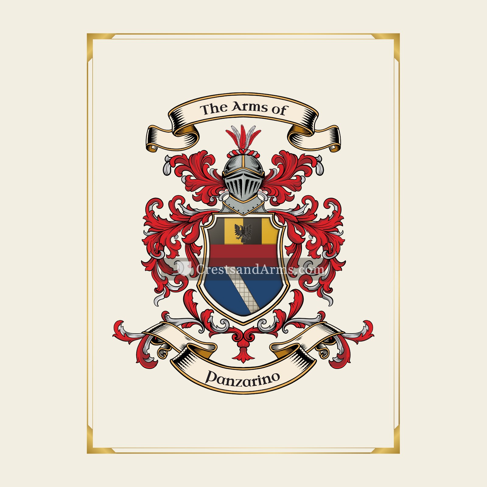 With gold border