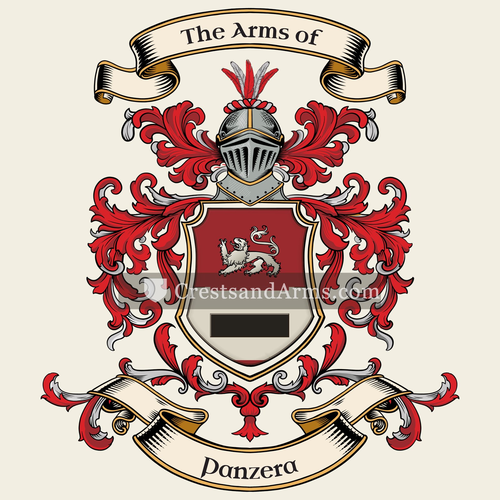The Panzera coat of arms, drawn from the recorded blazon