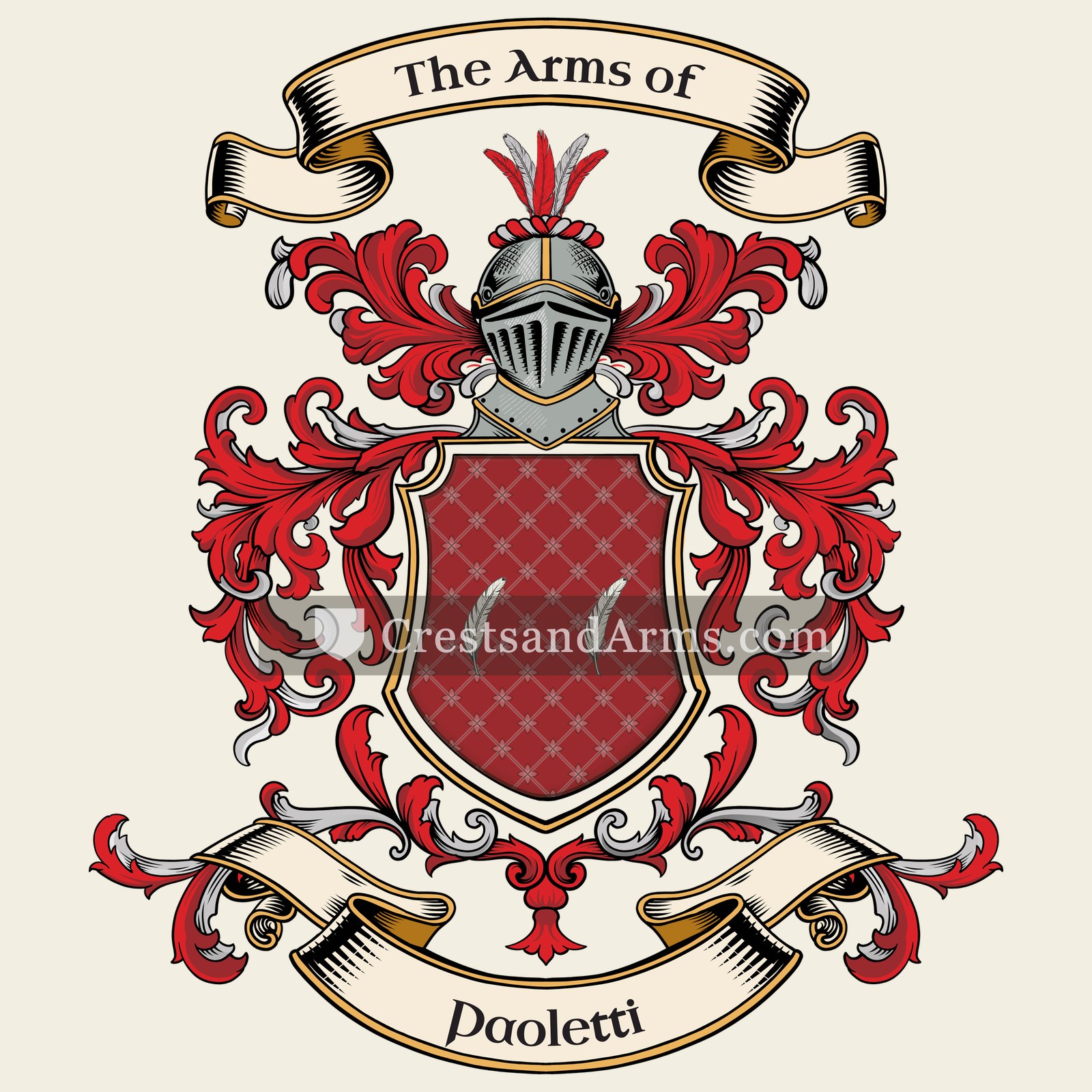 The Paoletti coat of arms, drawn from the recorded blazon
