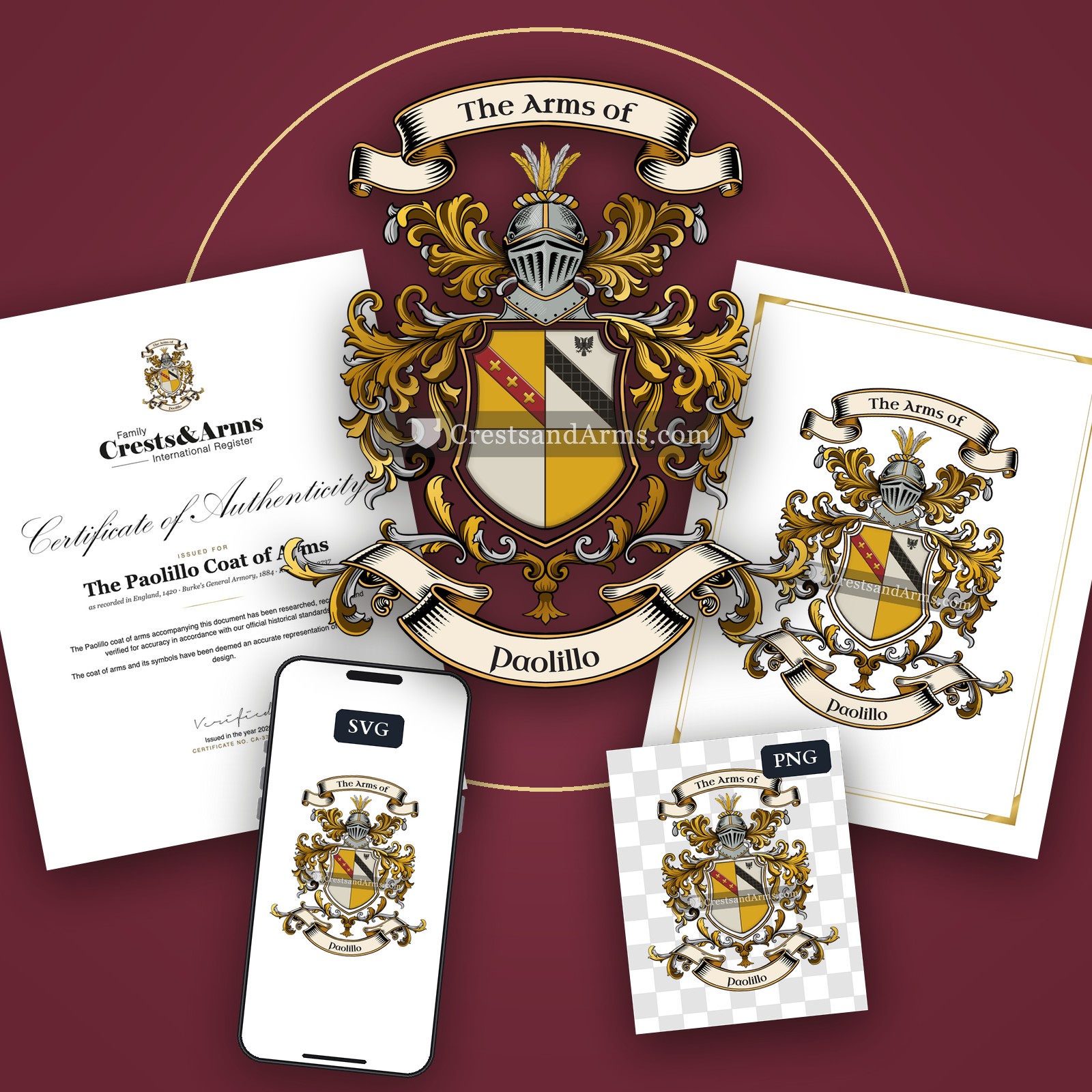The Paolillo arms on the coat of arms — digital pack