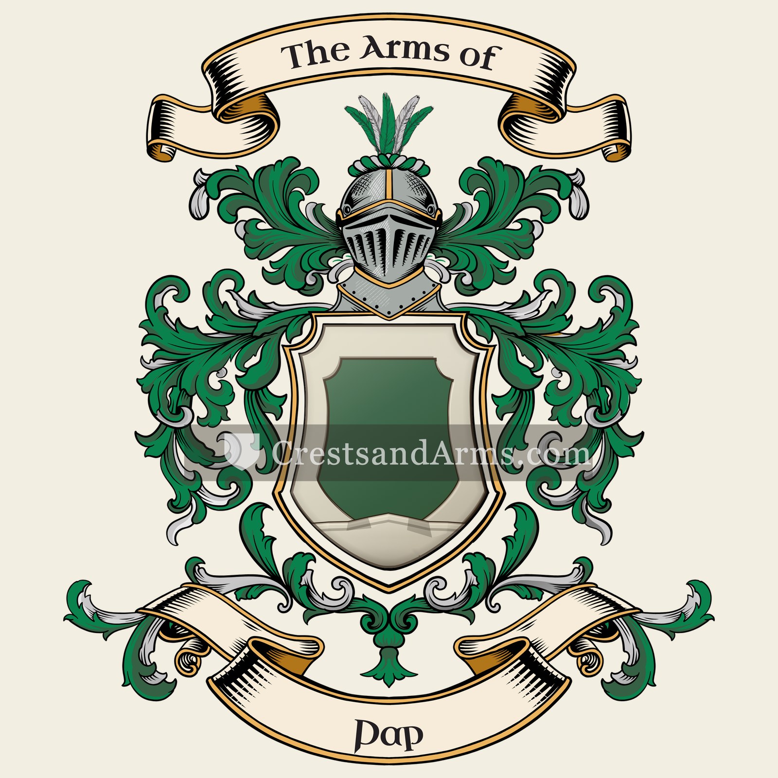The Pap coat of arms, drawn from the recorded blazon