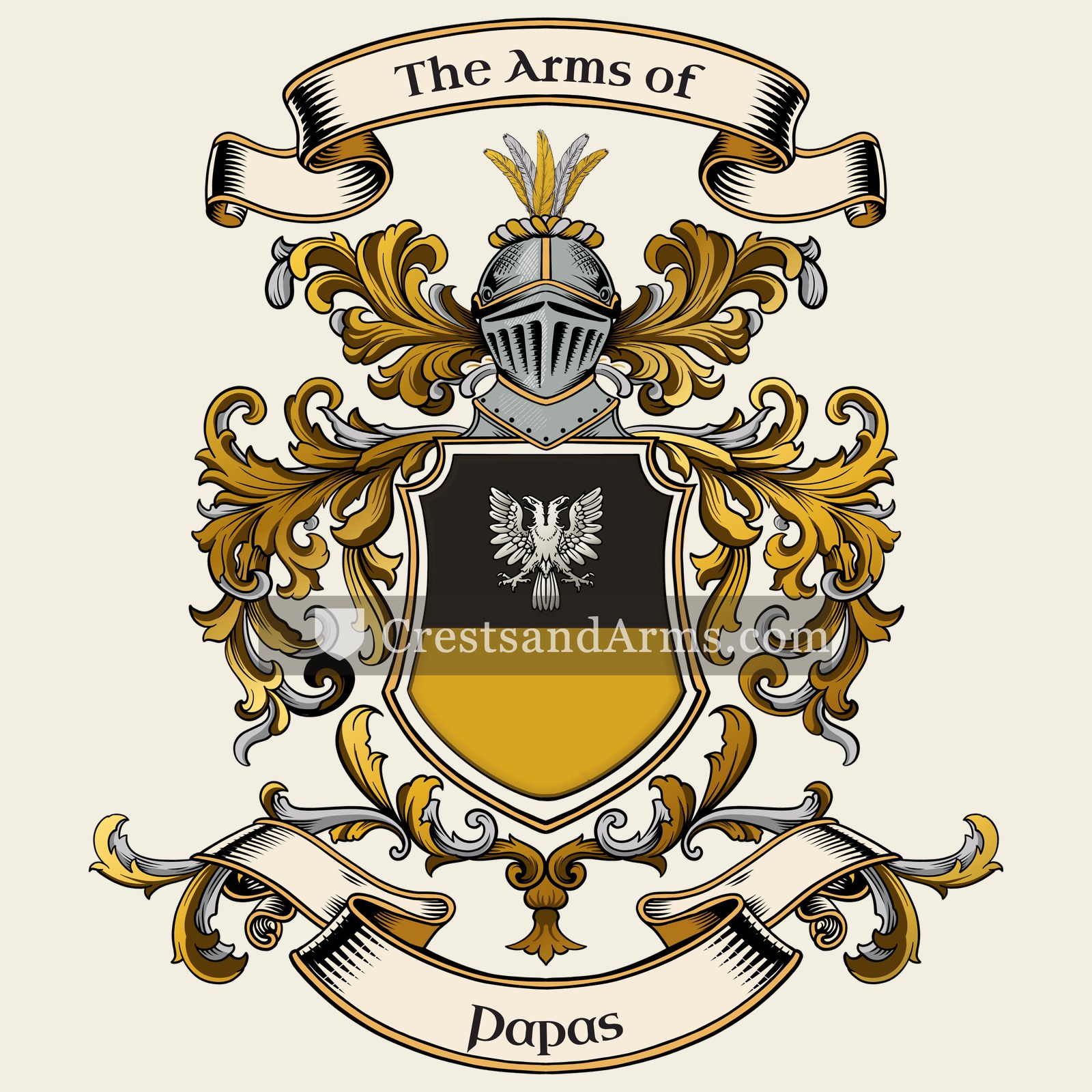 The Papas coat of arms, drawn from the recorded blazon