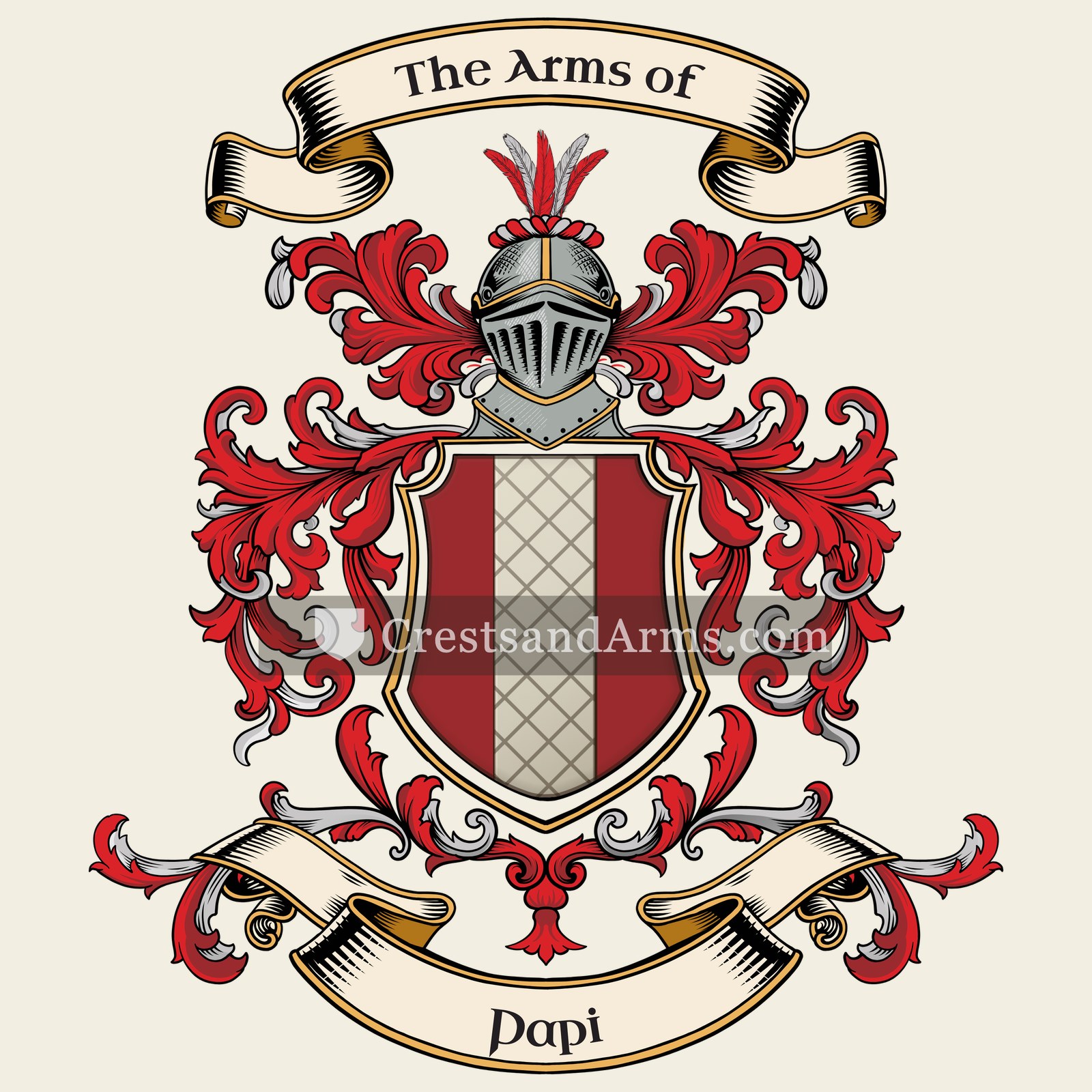 The Papi coat of arms, drawn from the recorded blazon