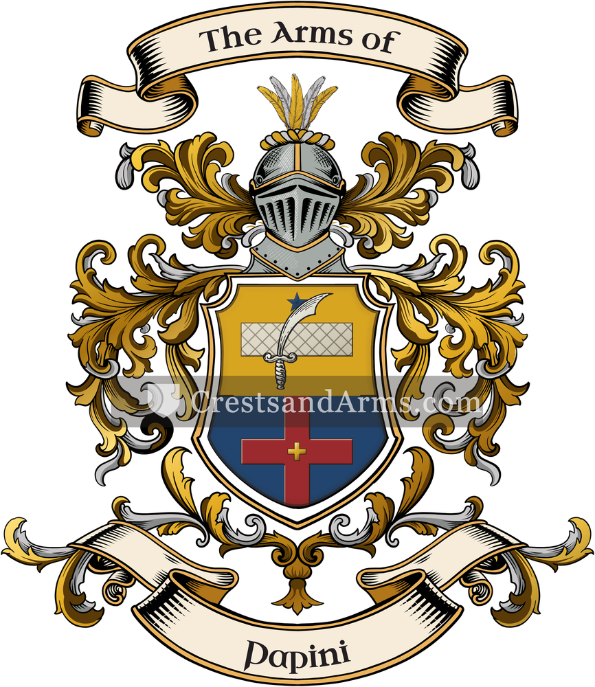 The Papini coat of arms, drawn from the recorded blazon