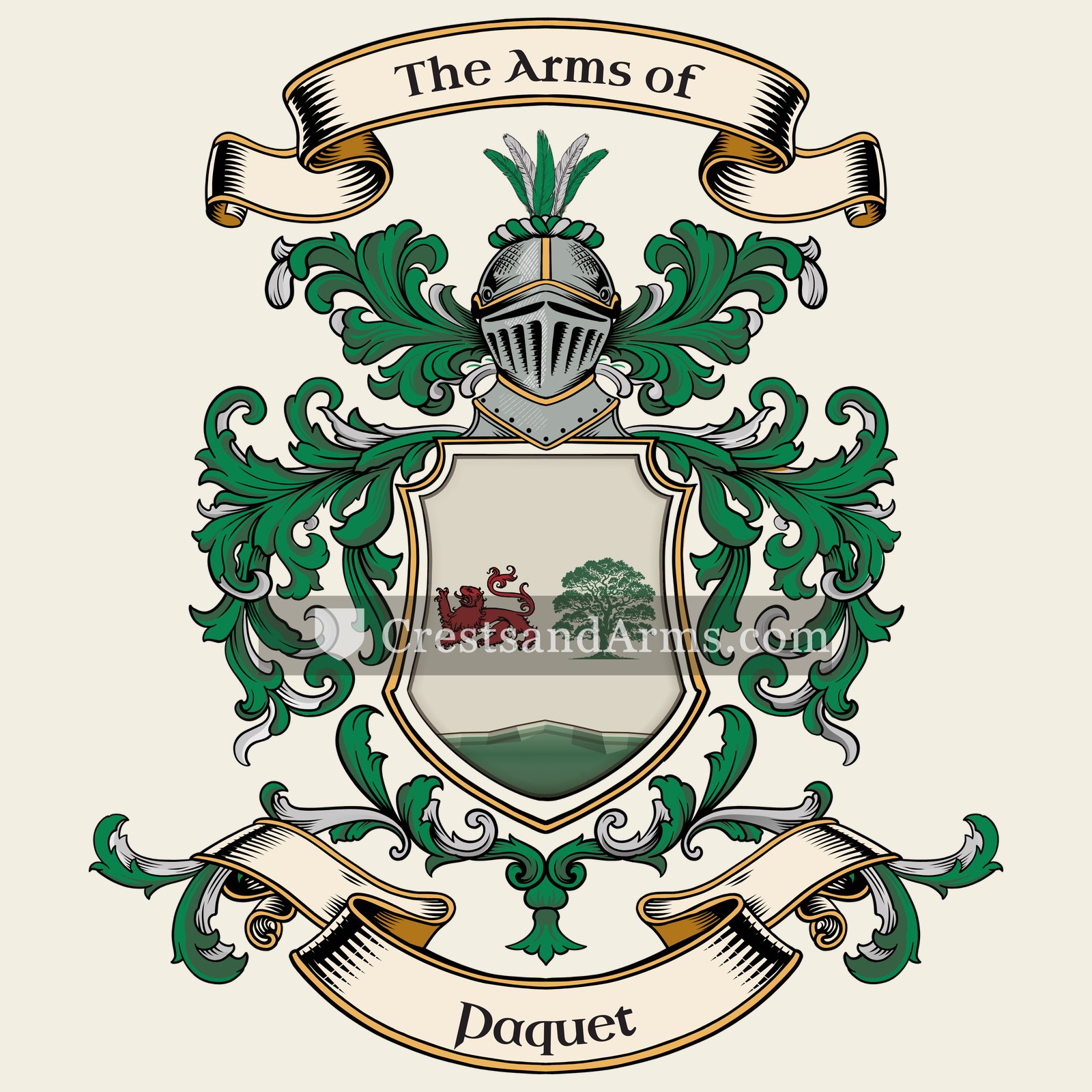 The Paquet coat of arms, drawn from the recorded blazon