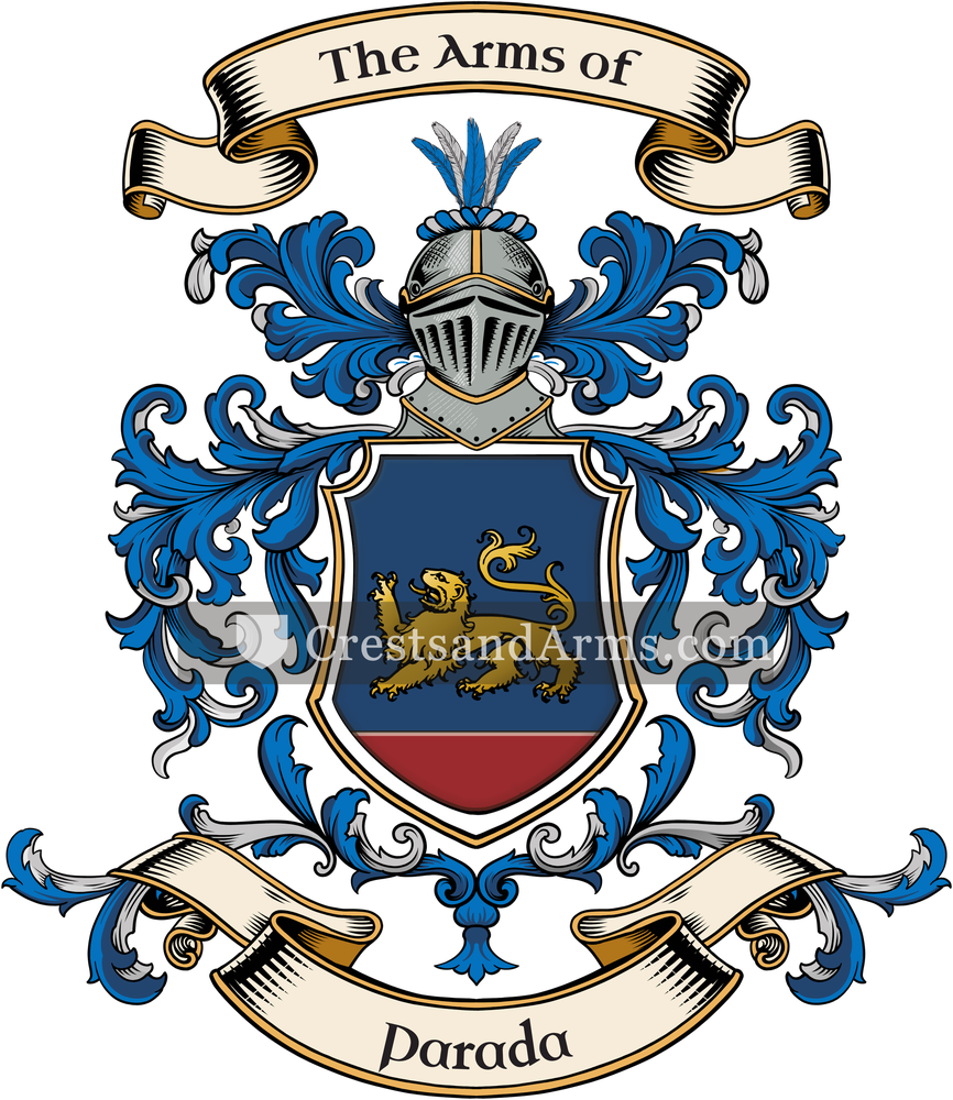 The Parada coat of arms, drawn from the recorded blazon