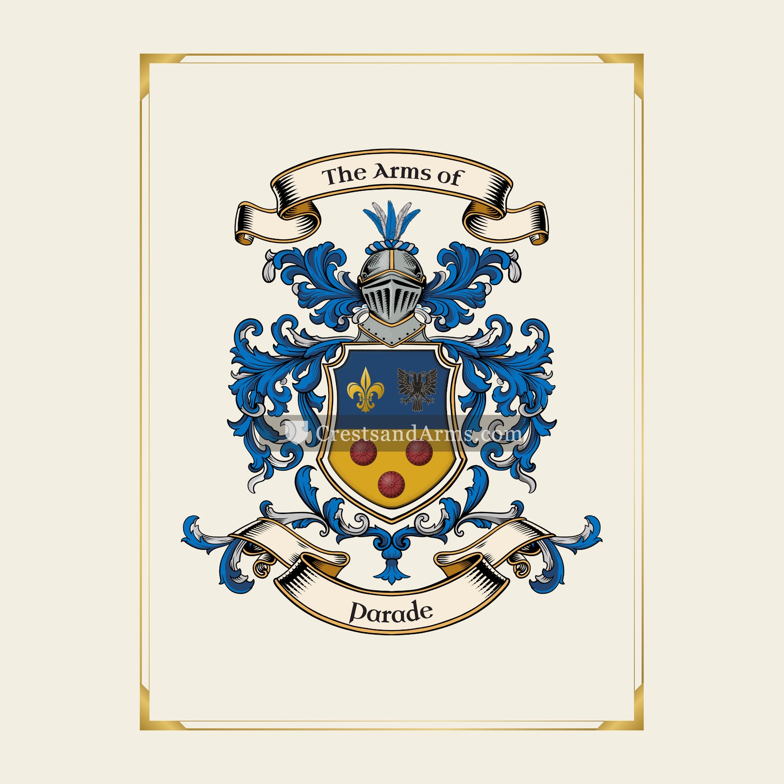 With gold border