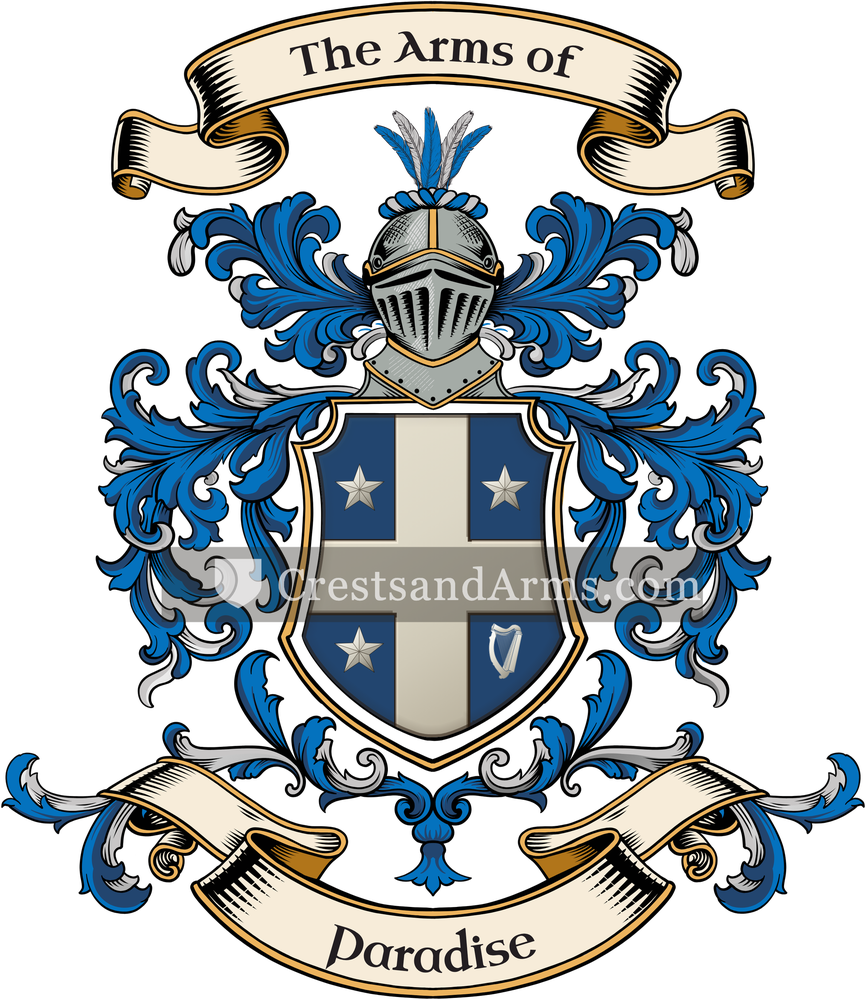 The Paradise coat of arms, drawn from the recorded blazon