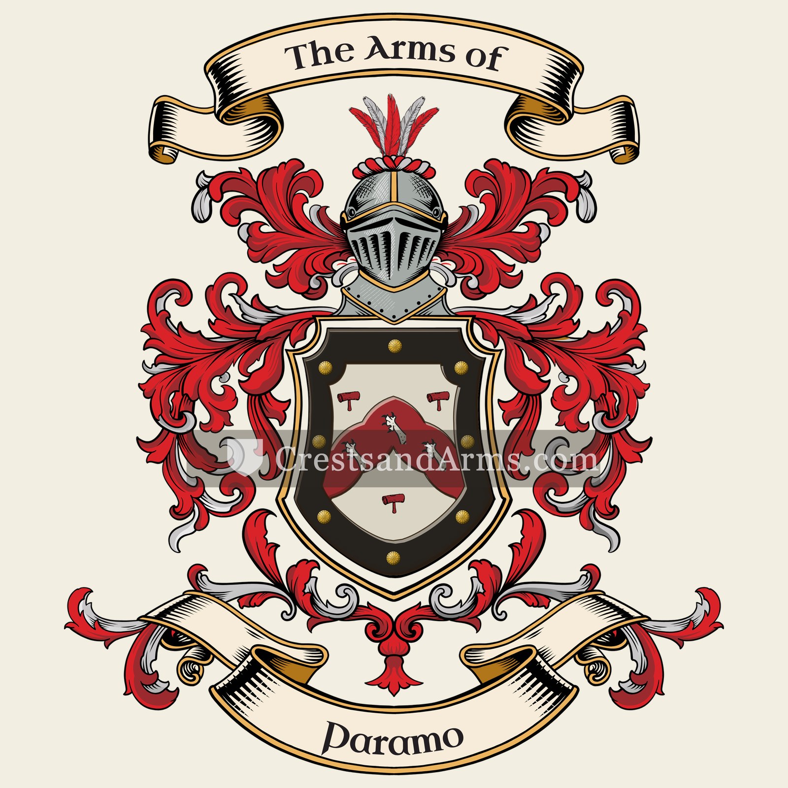 The Paramo coat of arms, drawn from the recorded blazon