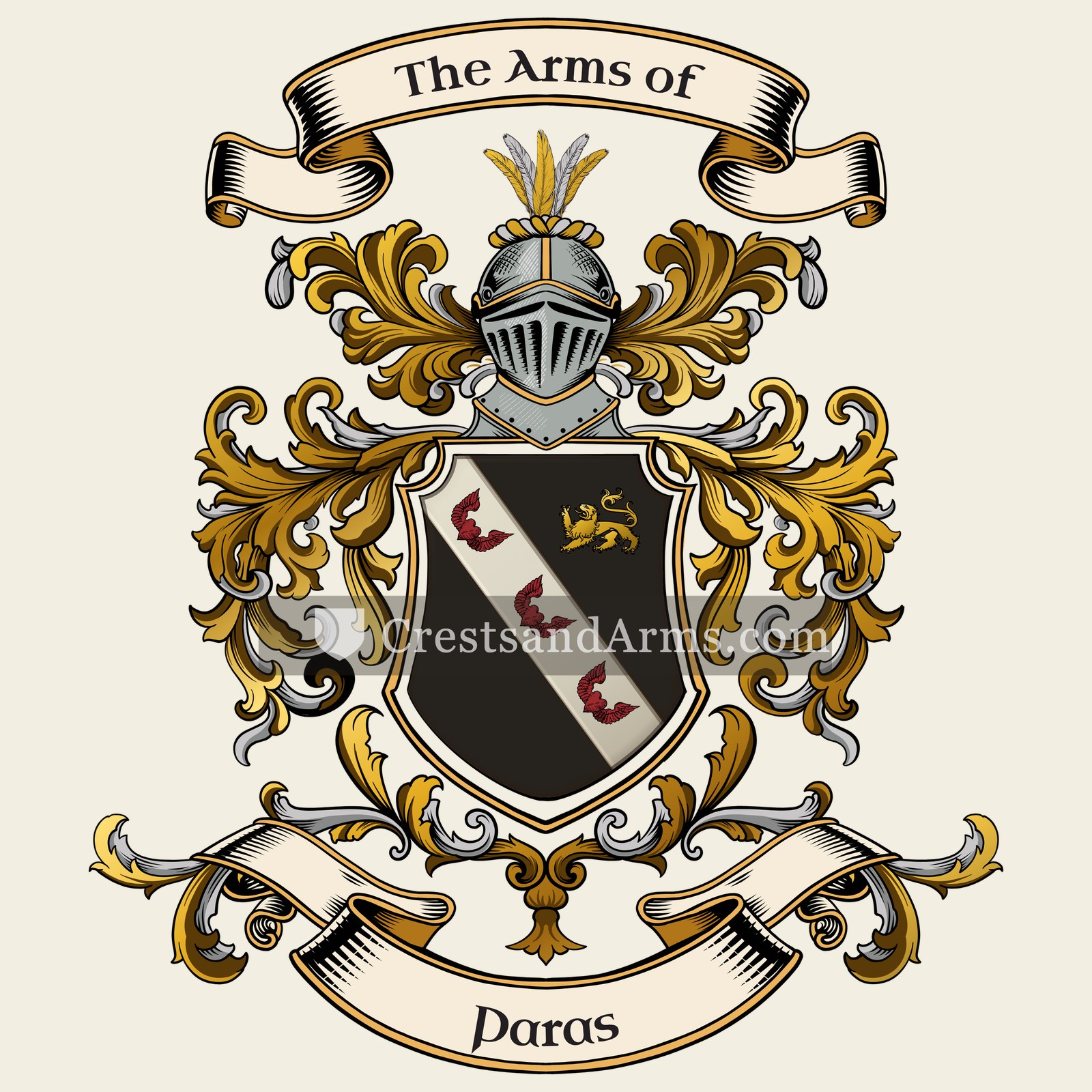The Paras coat of arms, drawn from the recorded blazon