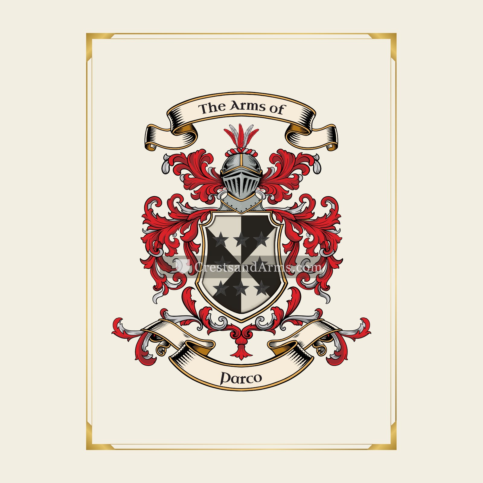 With gold border