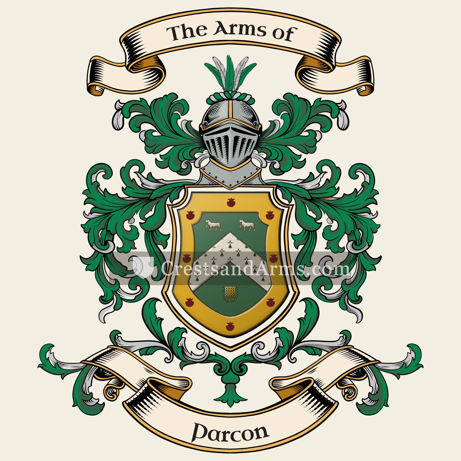 The Parcon coat of arms, drawn from the recorded blazon