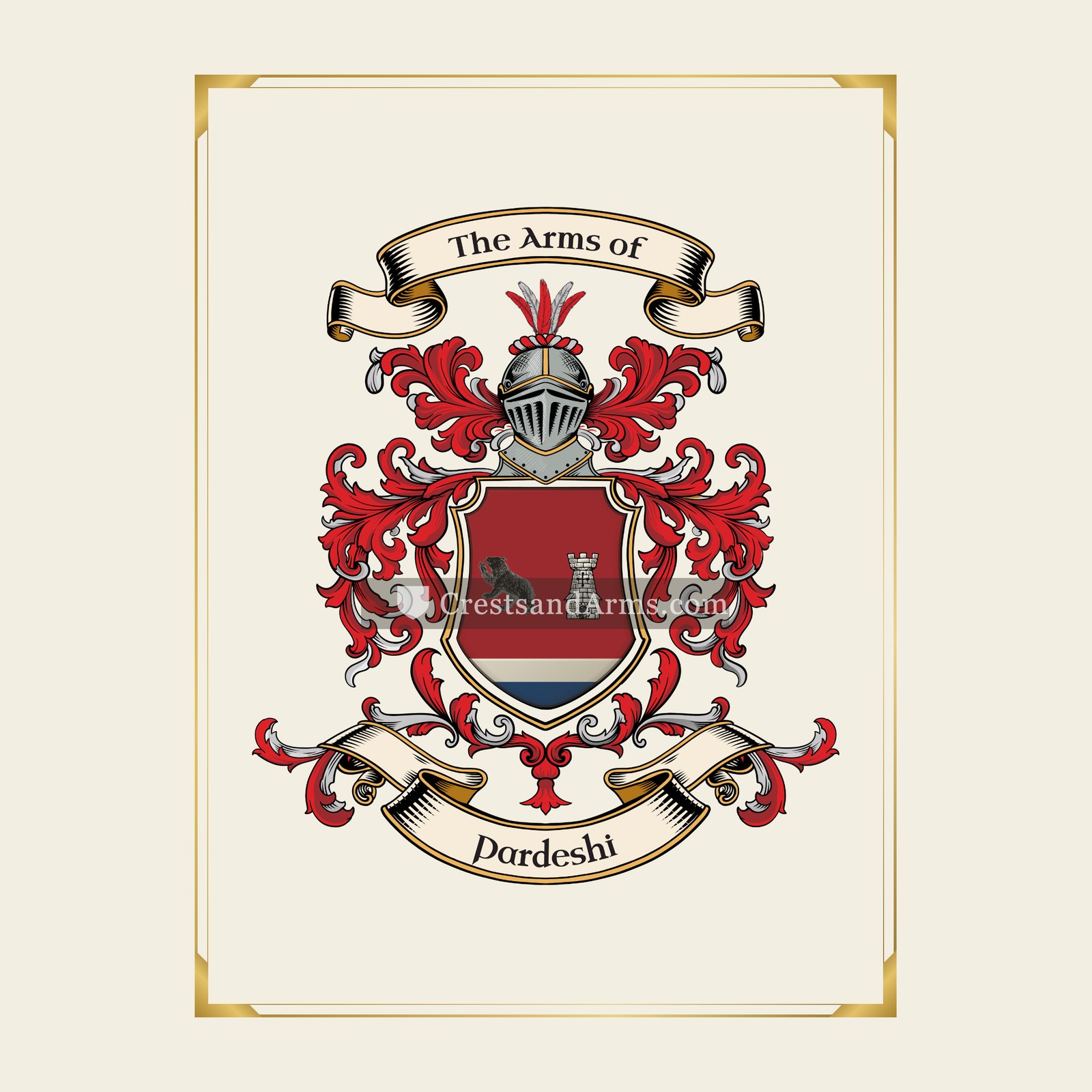 With gold border