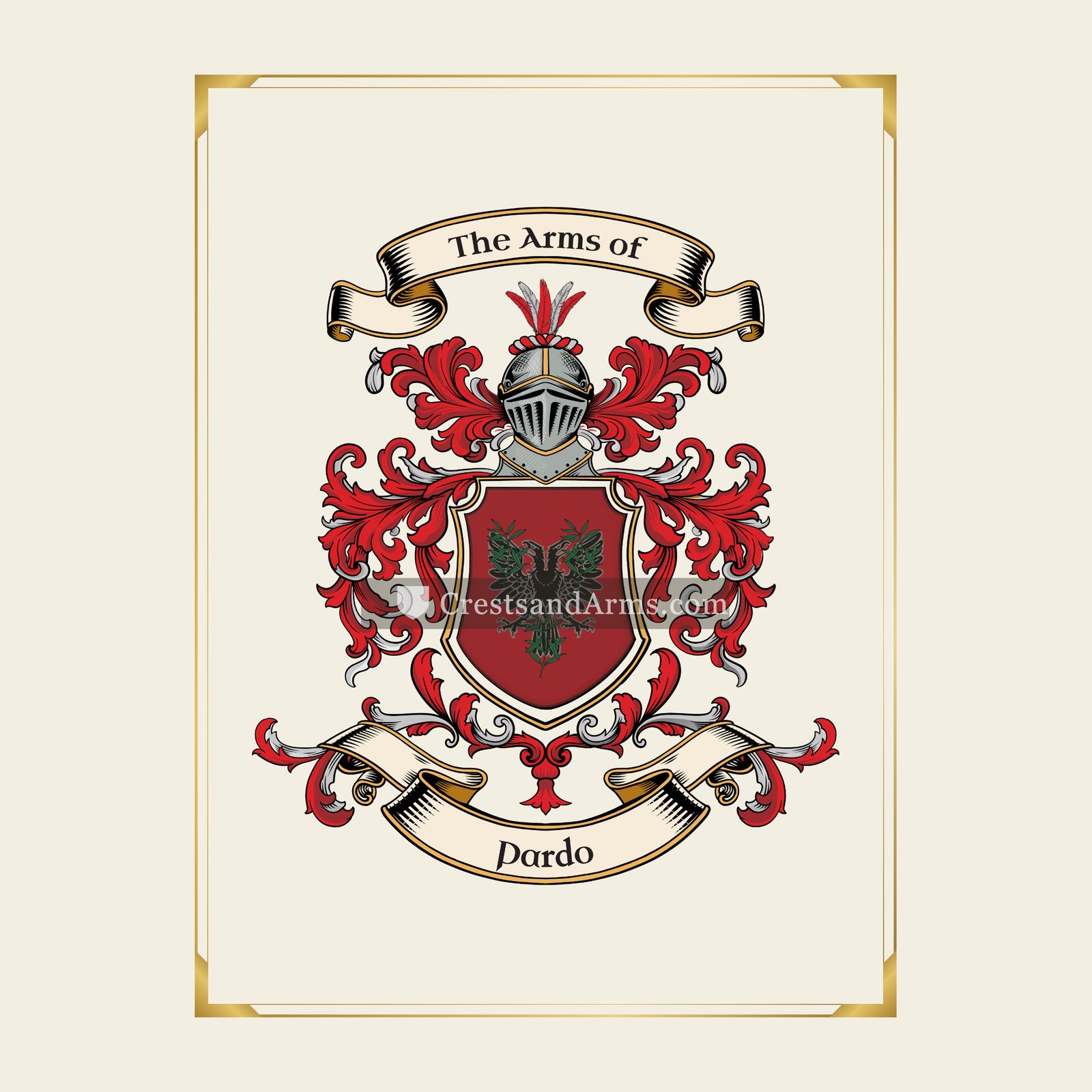 With gold border