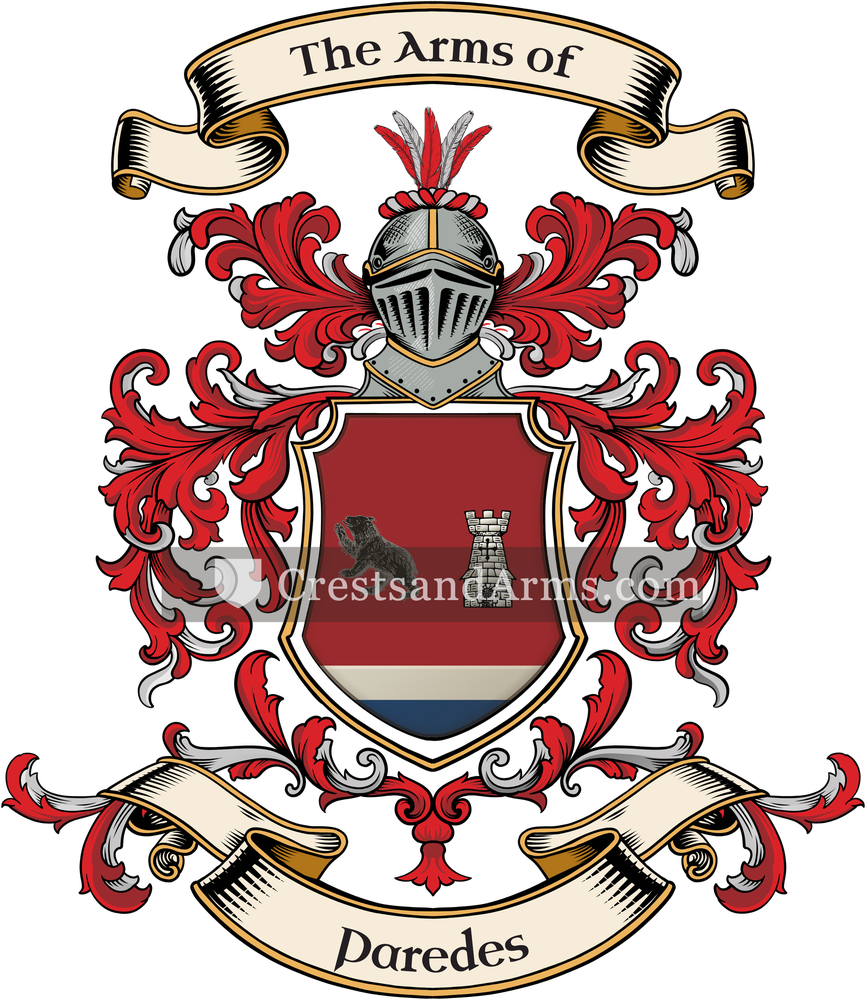 The Paredes coat of arms, drawn from the recorded blazon