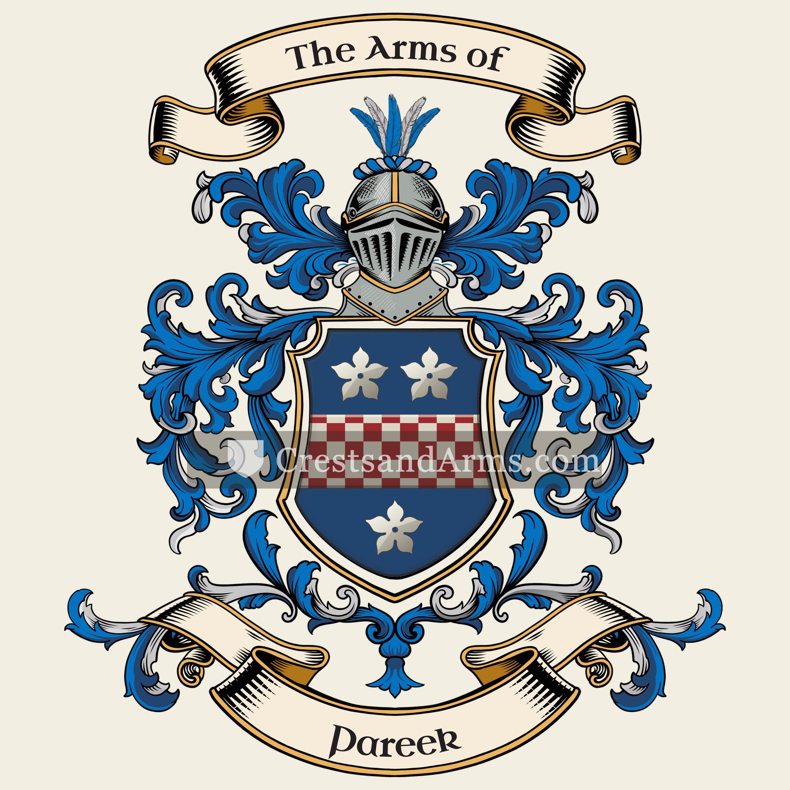 The Pareek coat of arms, drawn from the recorded blazon