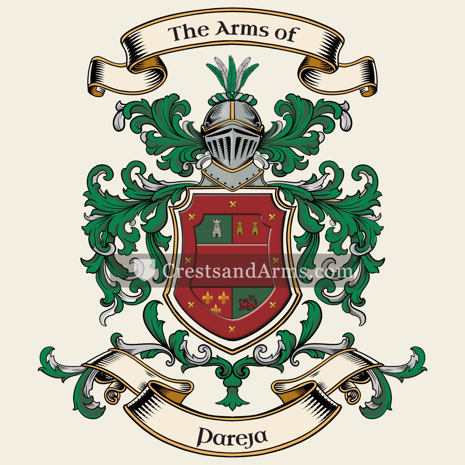 The Pareja coat of arms, drawn from the recorded blazon