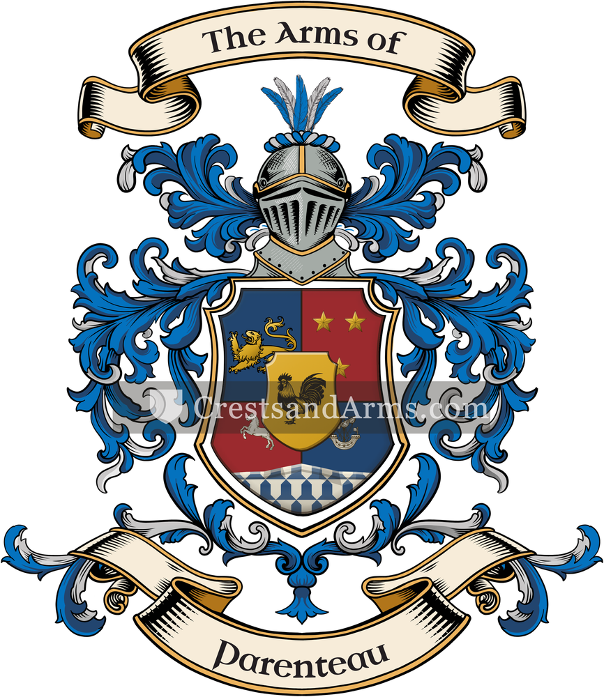 The Parenteau coat of arms, drawn from the recorded blazon