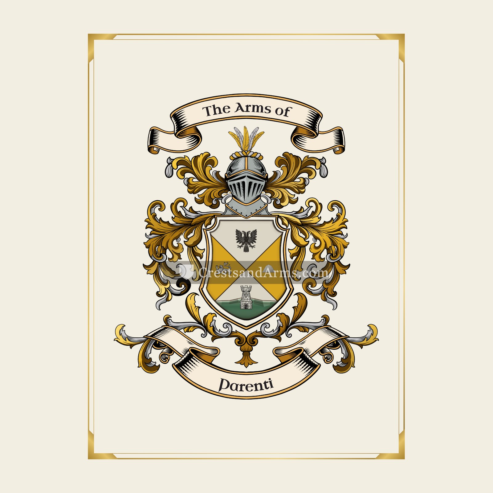 With gold border