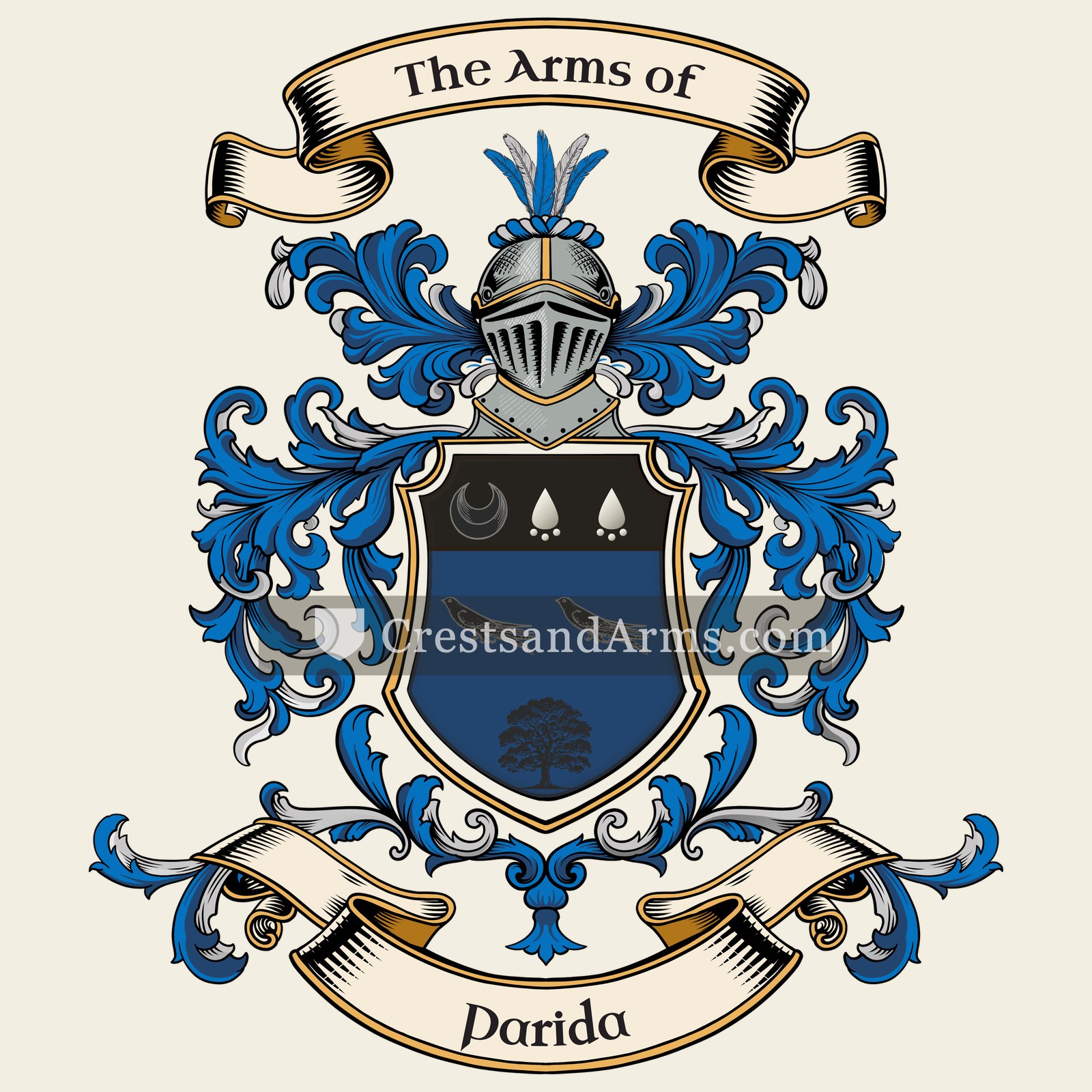 The Parida coat of arms, drawn from the recorded blazon
