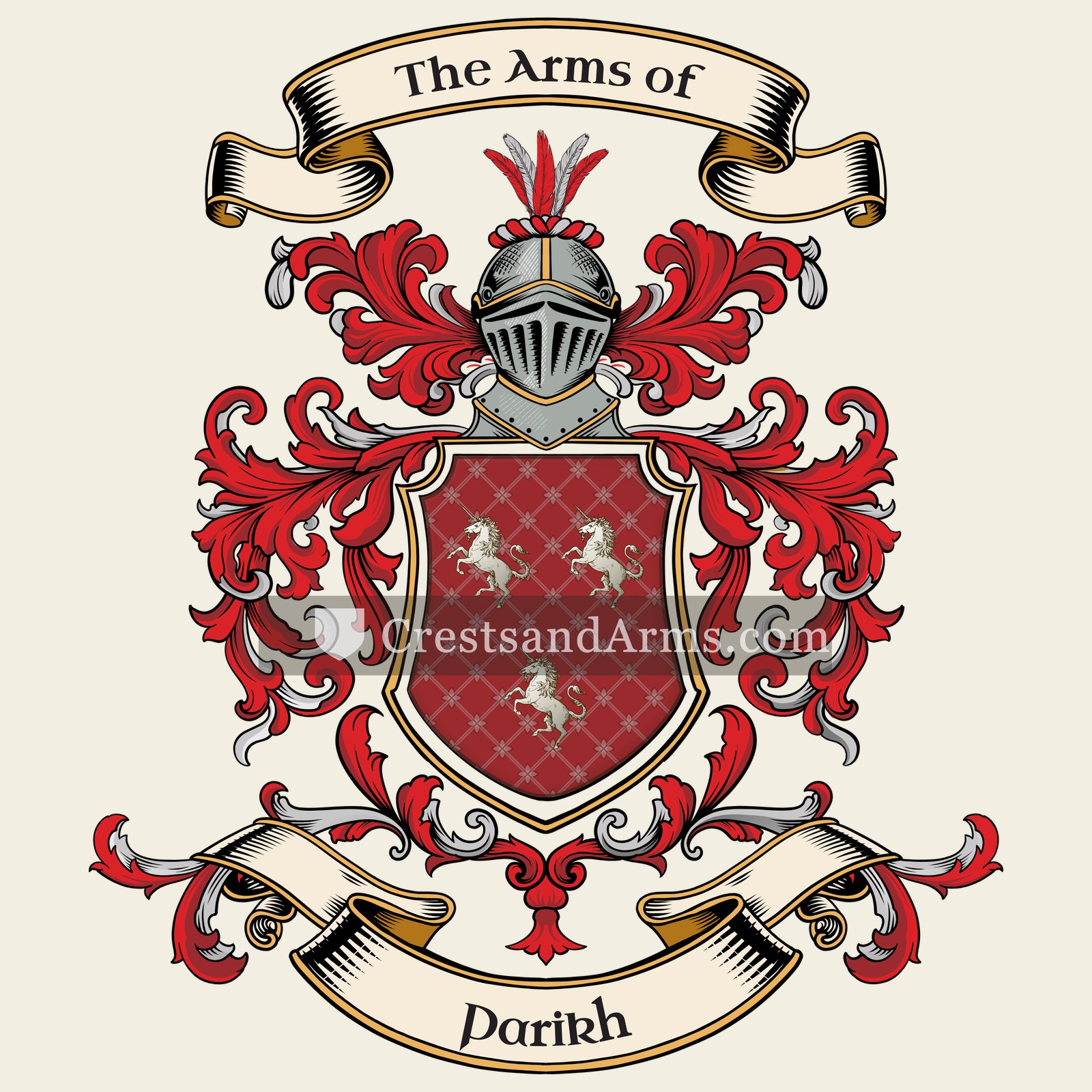 The Parikh coat of arms, drawn from the recorded blazon