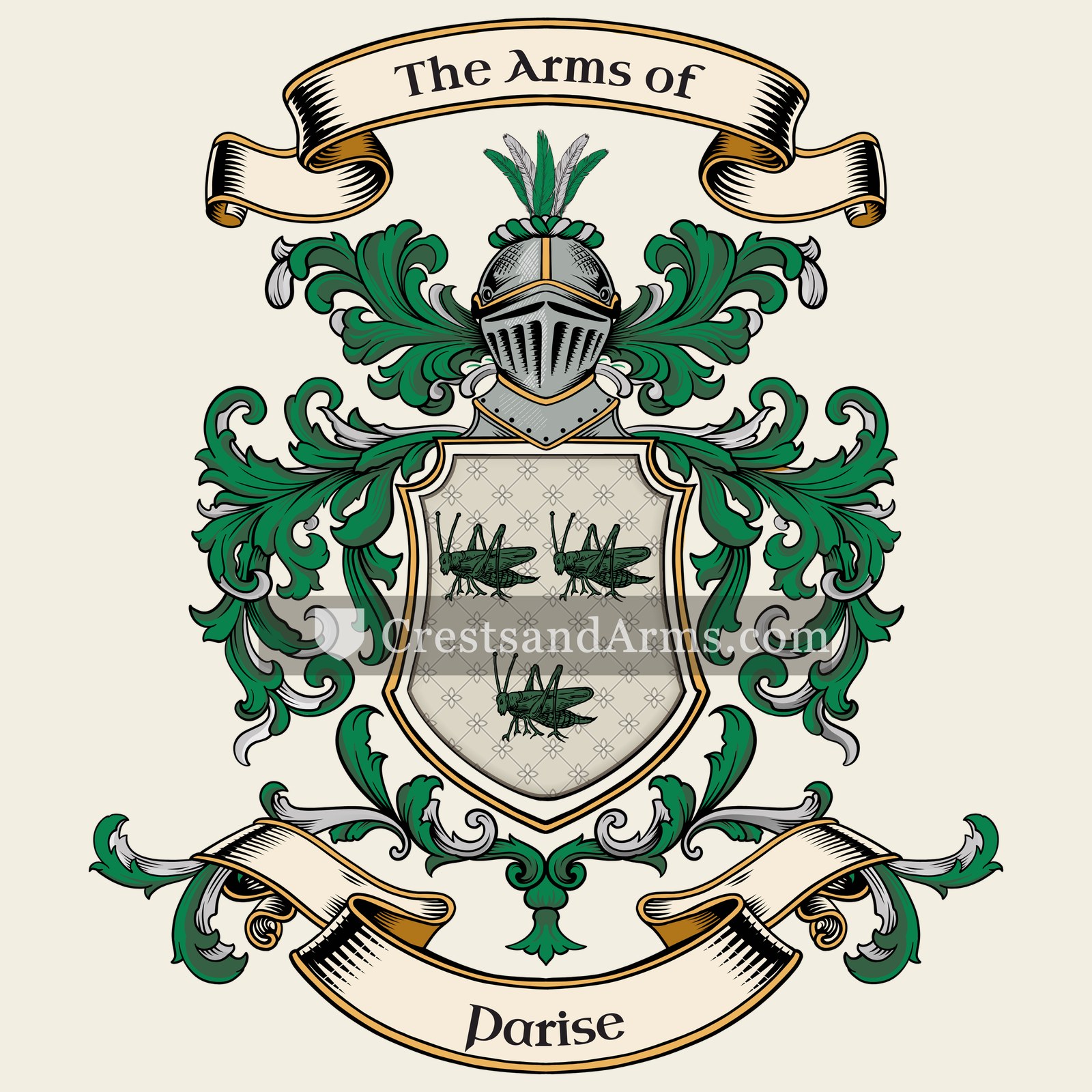 The Parise coat of arms, drawn from the recorded blazon