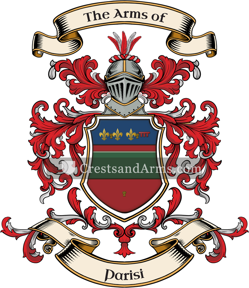 The Parisi coat of arms, drawn from the recorded blazon
