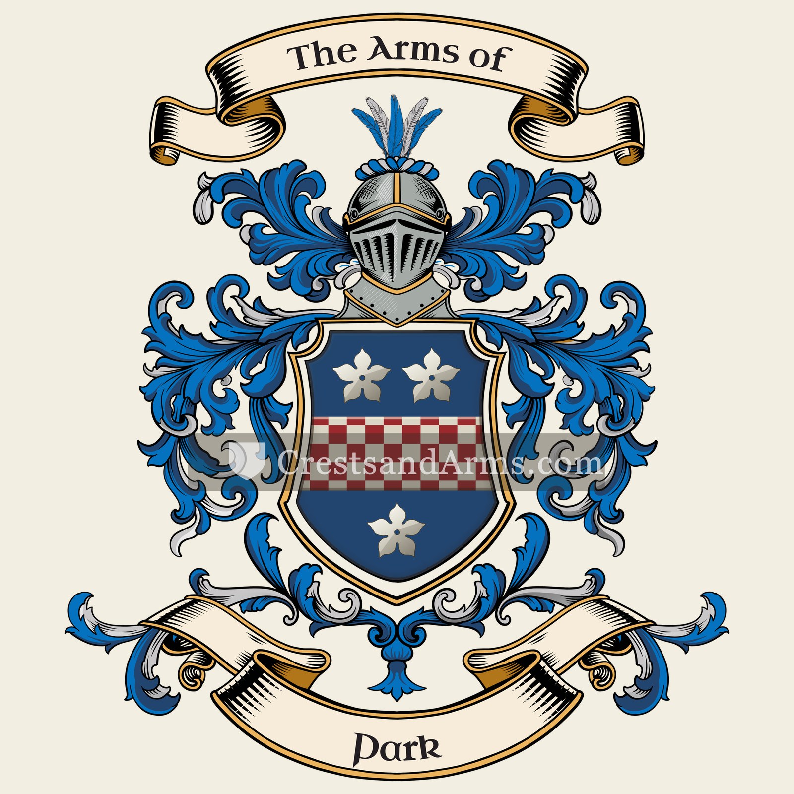 The Park coat of arms, drawn from the recorded blazon