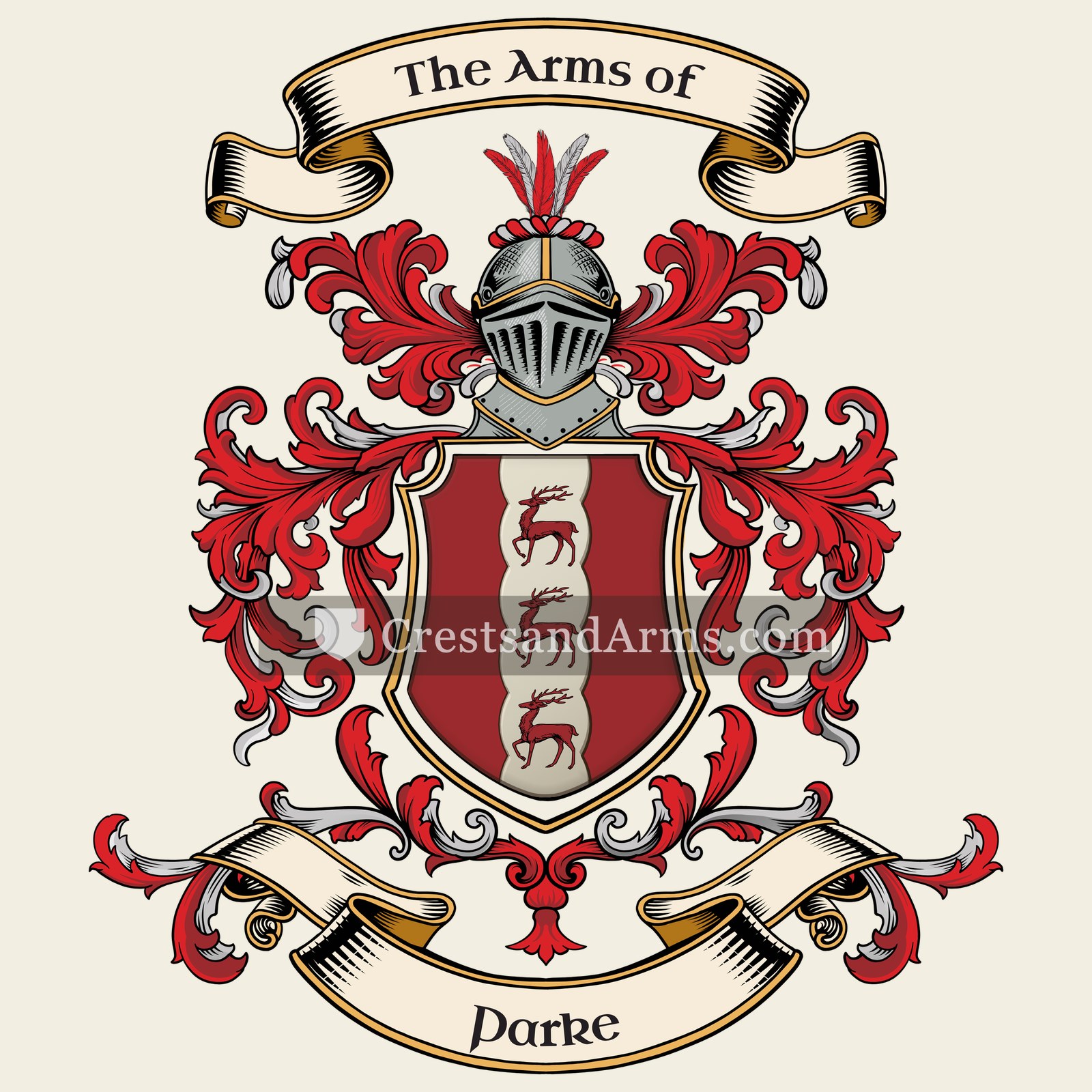 The Parke coat of arms, drawn from the recorded blazon