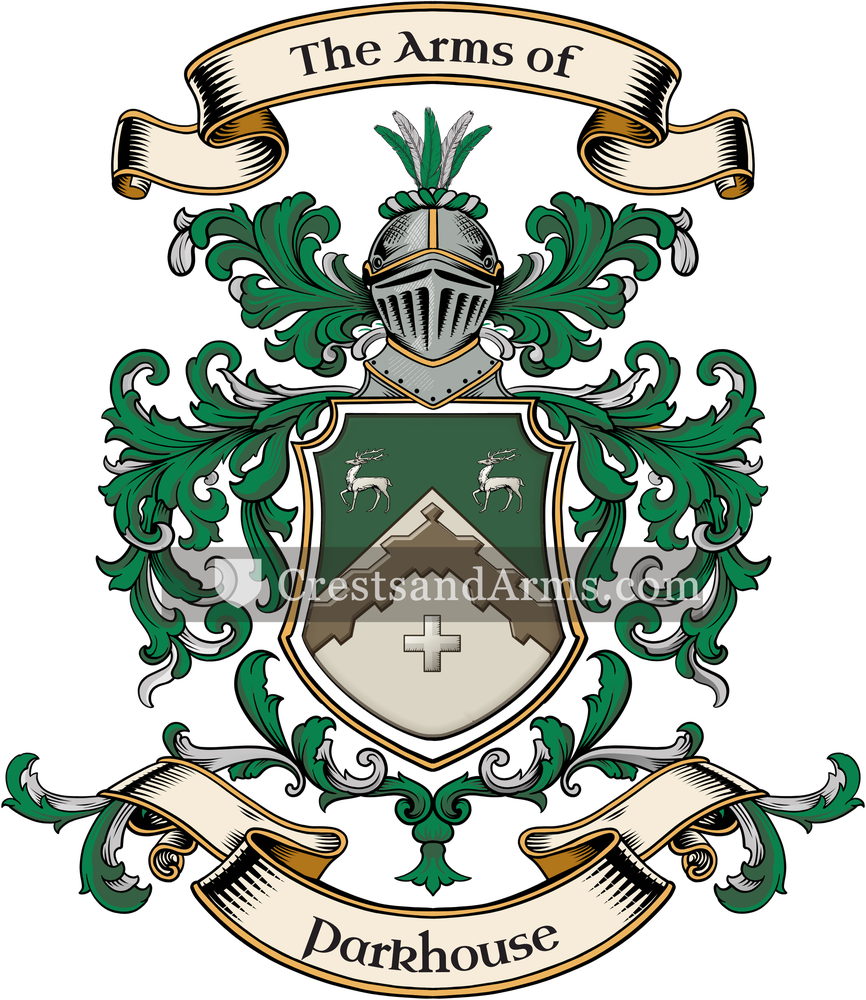 The Parkhouse coat of arms, drawn from the recorded blazon