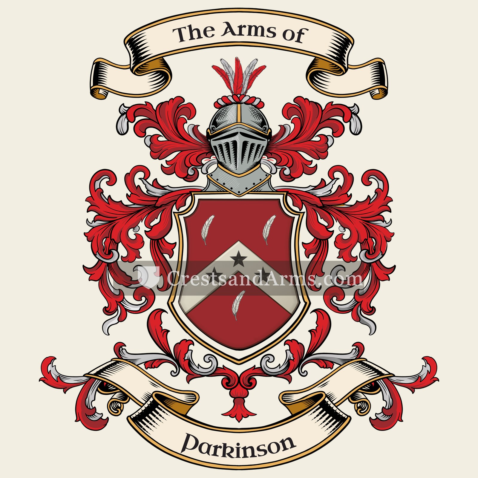 The Parkinson coat of arms, drawn from the recorded blazon