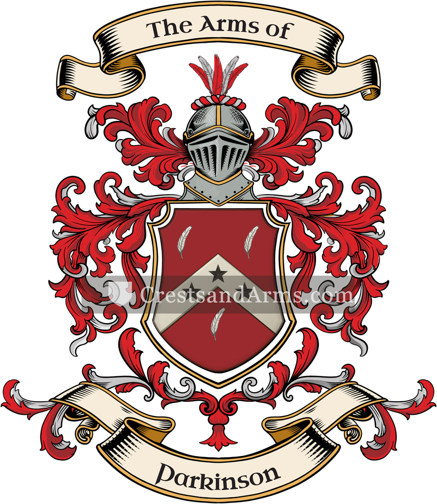 The Parkinson coat of arms, drawn from the recorded blazon